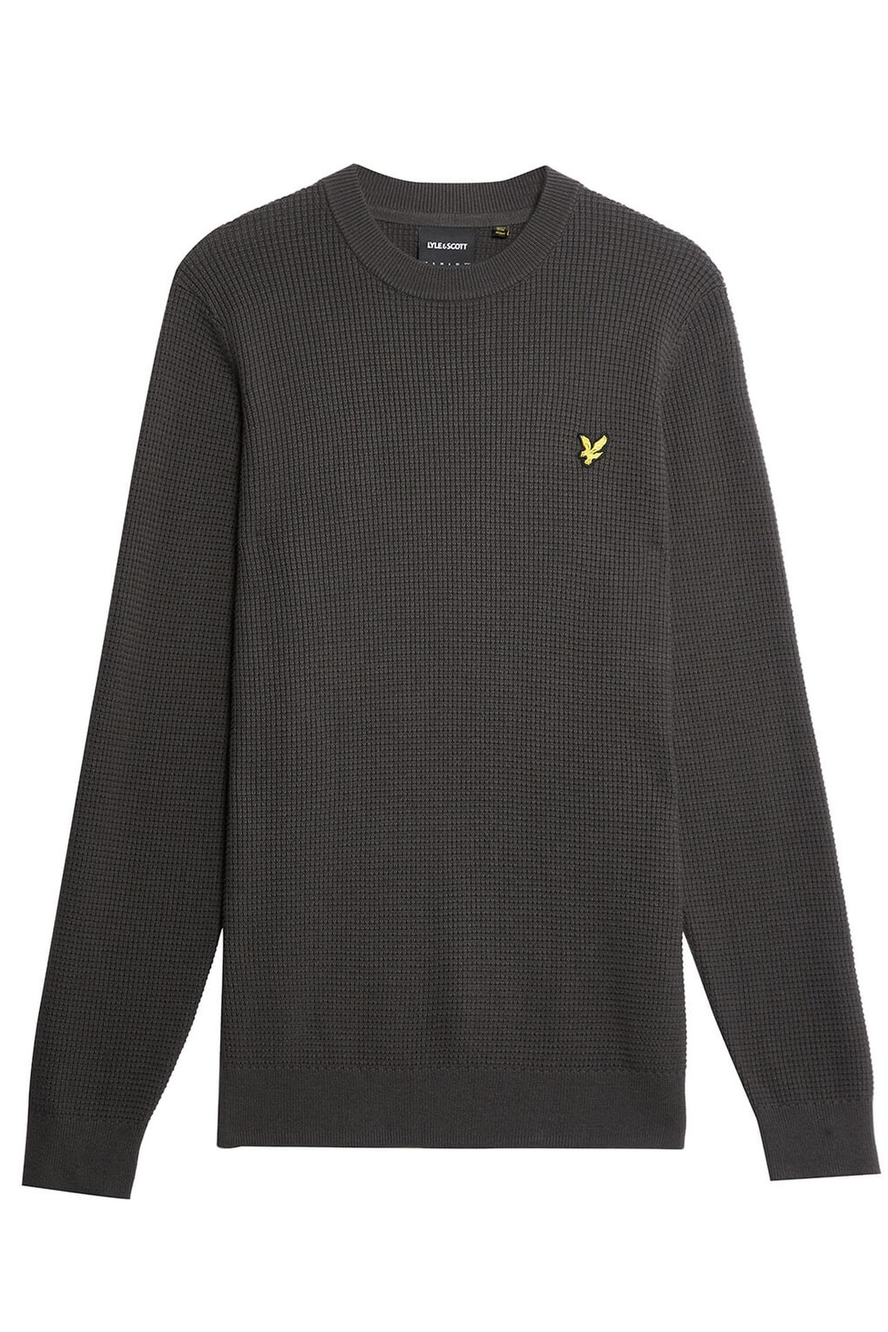 GRID KNIT CREW NECK JUMPER GUNMETAL 3