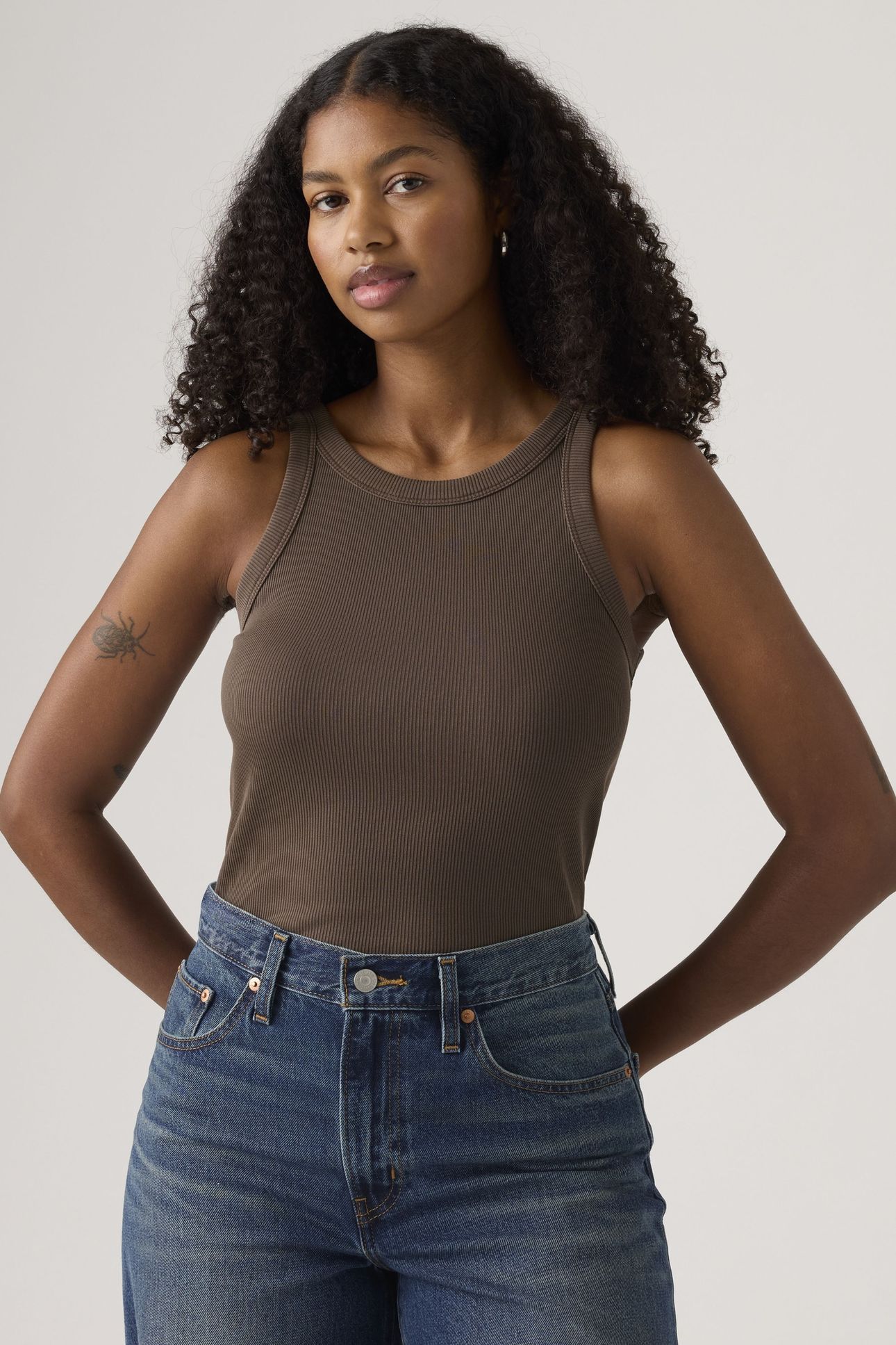ESSENTIAL RACER TANK TOP BROWN 2
