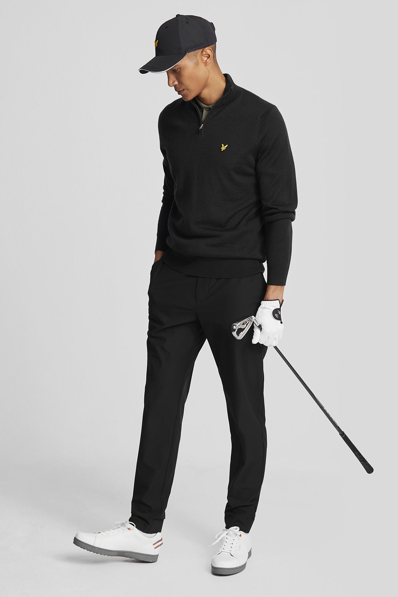 GOLF QUARTER ZIP MERINO JUMPER JET BLACK 1
