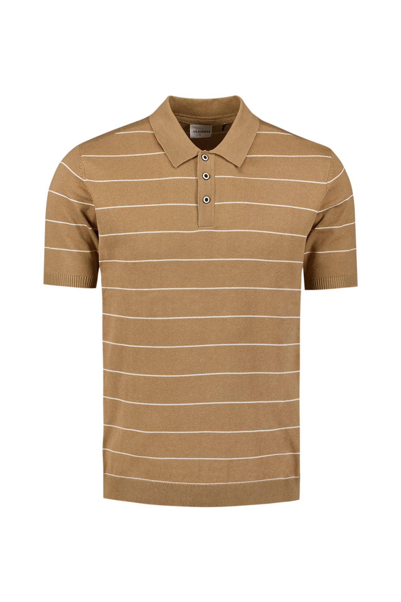 PULLOVER SHORT SLEEVE POLO BUTTON STRIPES KHAKI 4