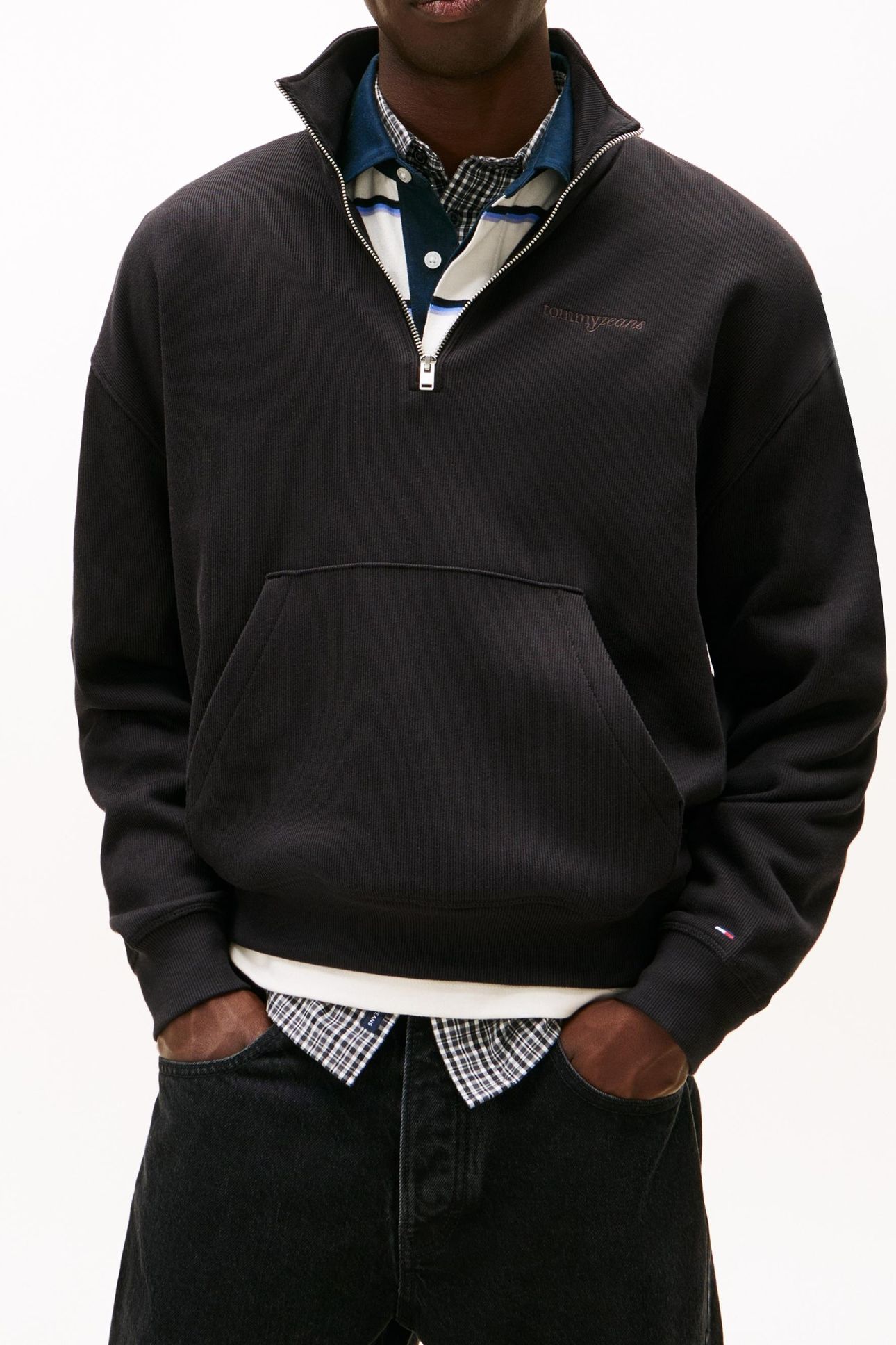 90S SCRIPT RIB FLEECE SWEATSHIRT BLACK 3