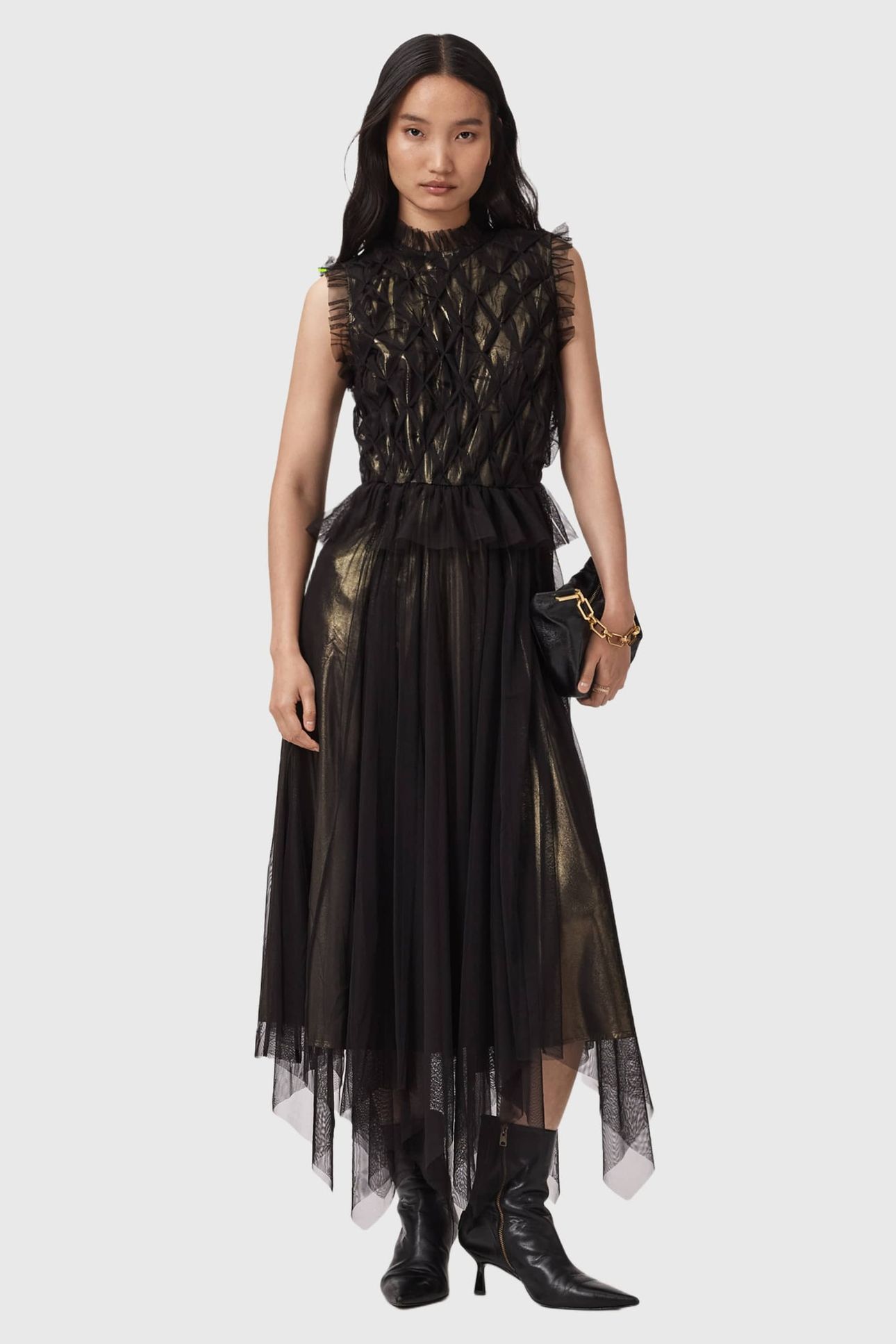 LOLA TULLE DRESS METALLIC GOLD 4