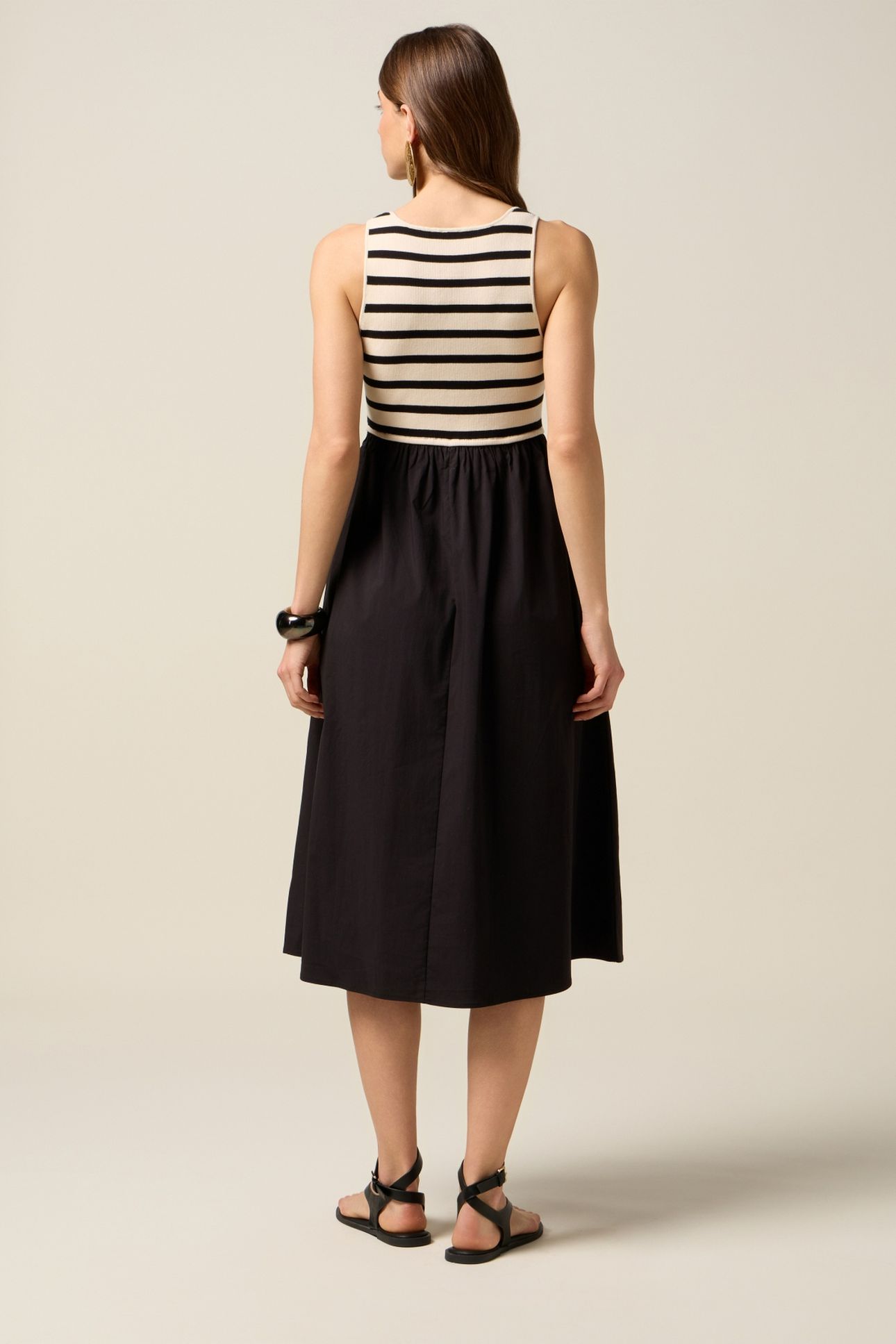 LONG DRESS WITH STRIPED SECTION BLACK 3