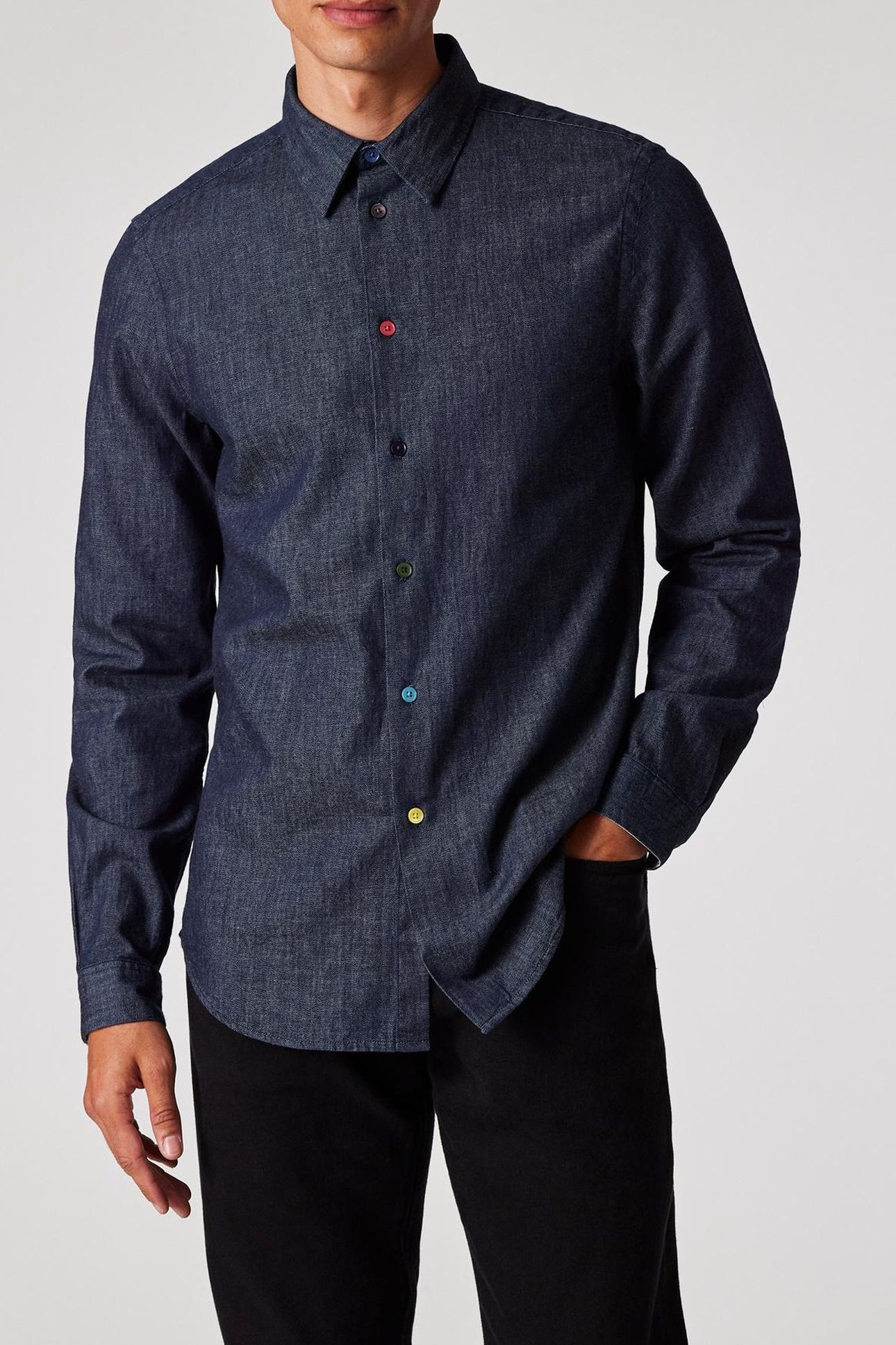 SHIRT LS TAILORED FIT RINSE WASH 1