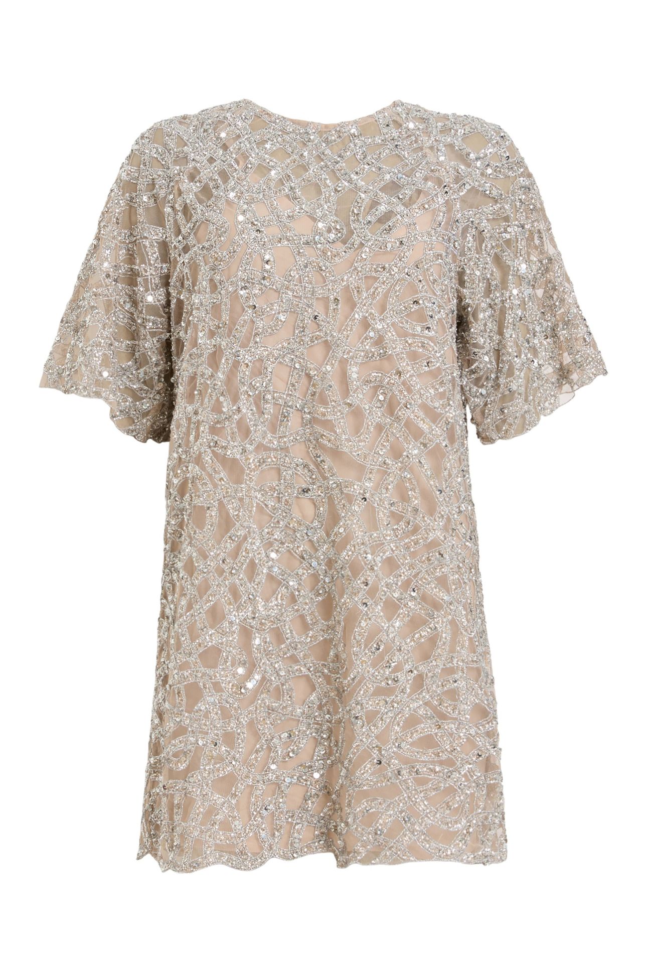 EVA EMB DRESS WHITE/SILVER 5