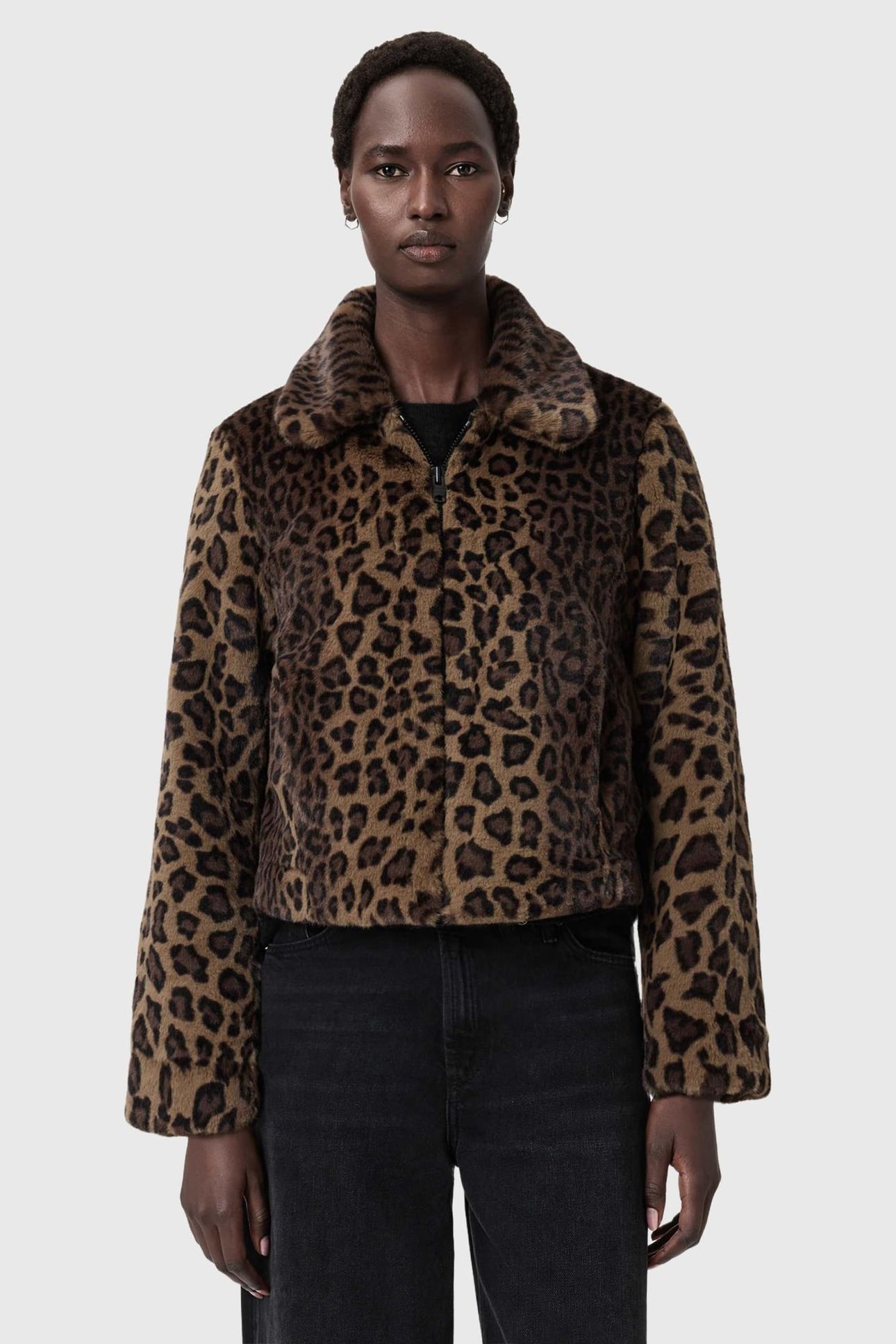 SAYE FAUX FUR JACKET LEOPARD BROWN 1