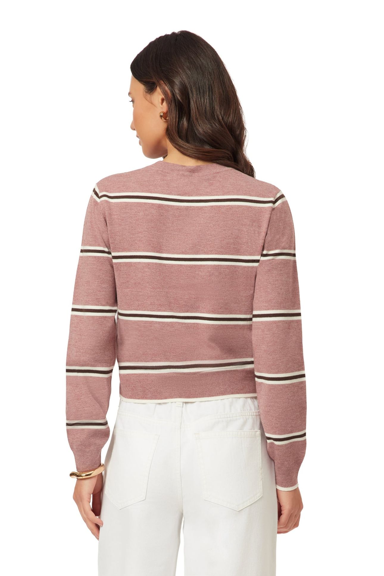 CROP PULLOVER ROSE BROWN STRIPE 5