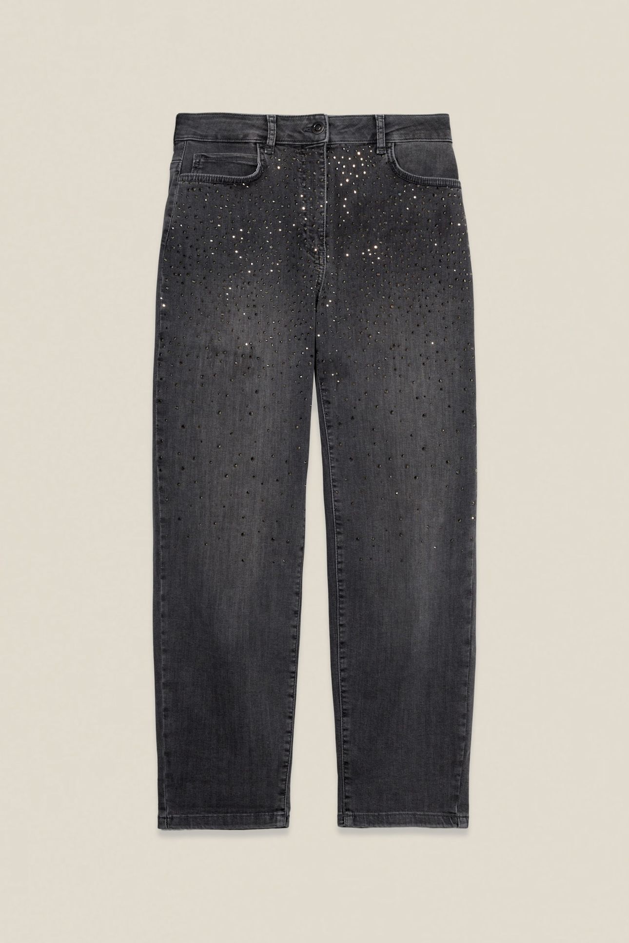 REGULAR JEANS WITH RHINESTONE APPLICATIONS GREY 3