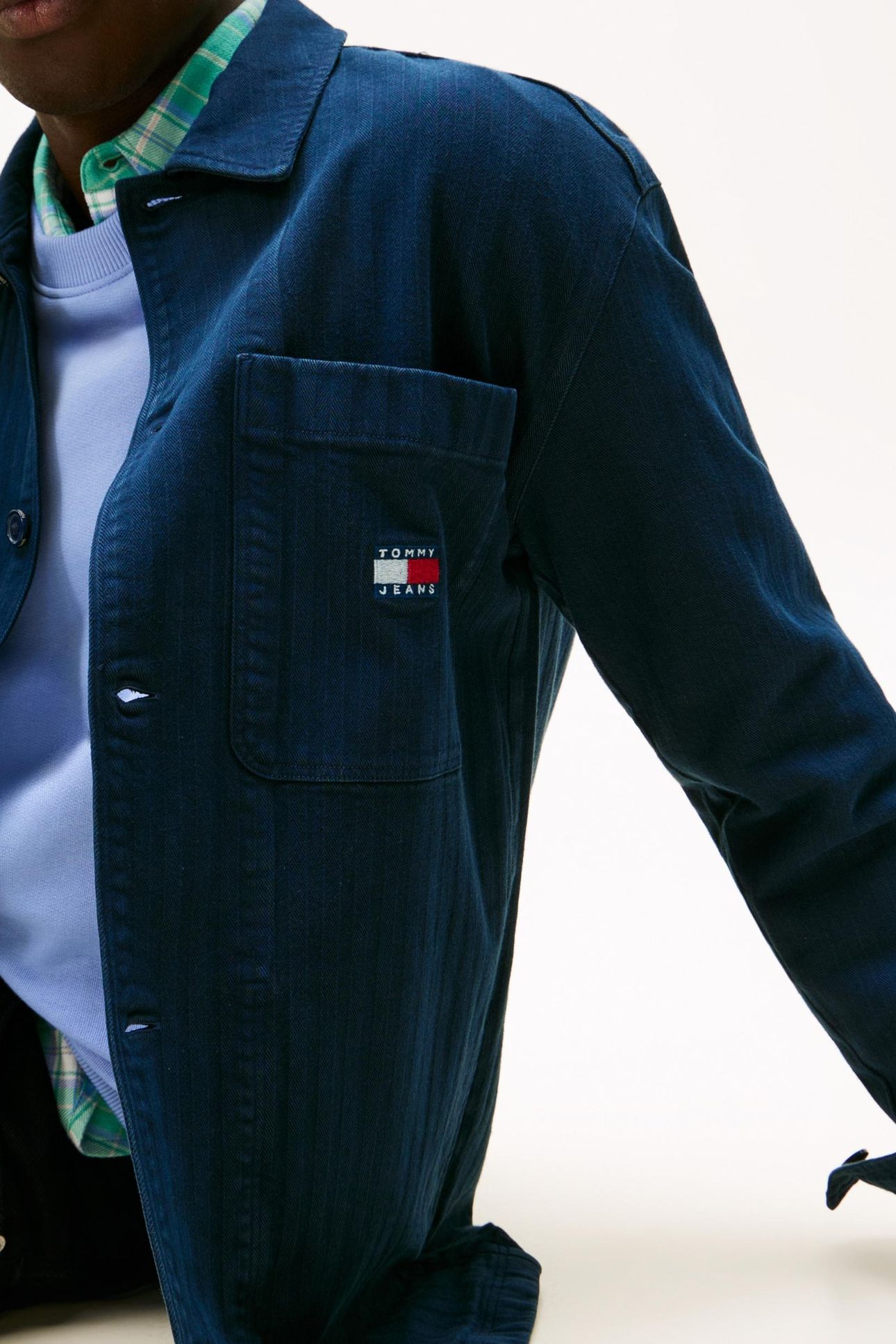 OVERSIZED FIT HERRINGBONE TWILL OVERSHIRT DARK NIGHT NAVY 3