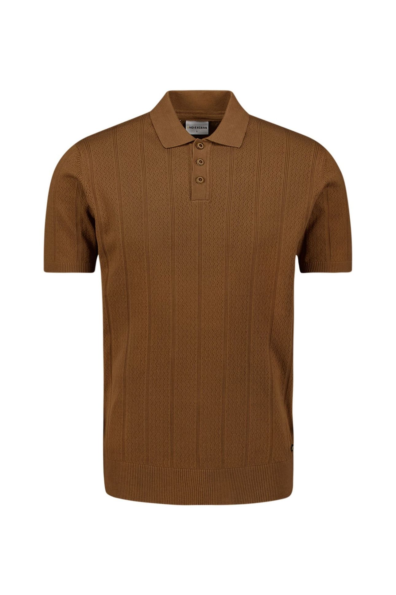 PULLOVER SHORT SLEEVE POLO BUTTON SOLID JACQUARD CAMEL 5