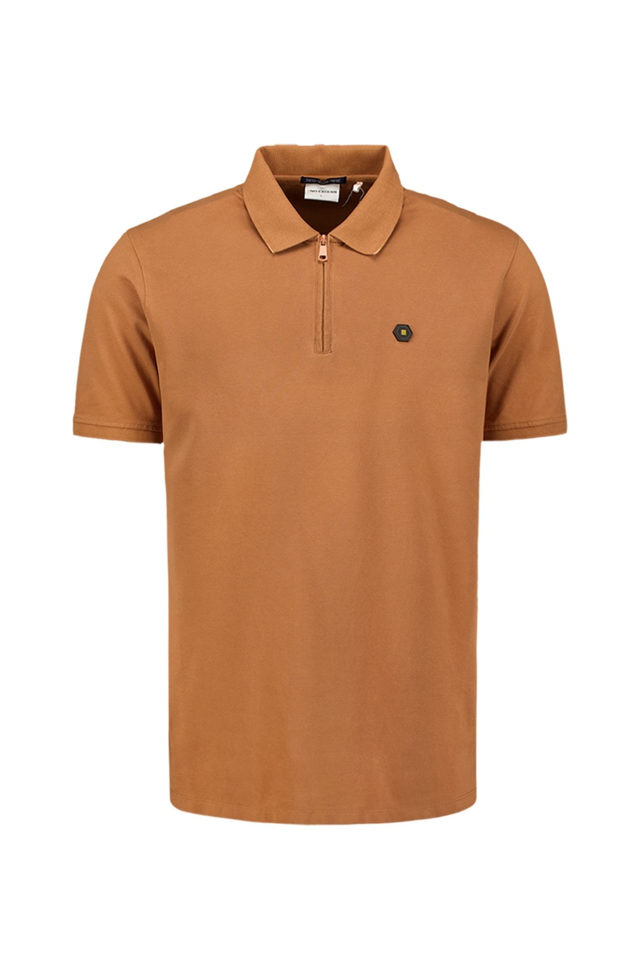 POLO ZIP PIQUE GARMENT DYED CARAMEL 4