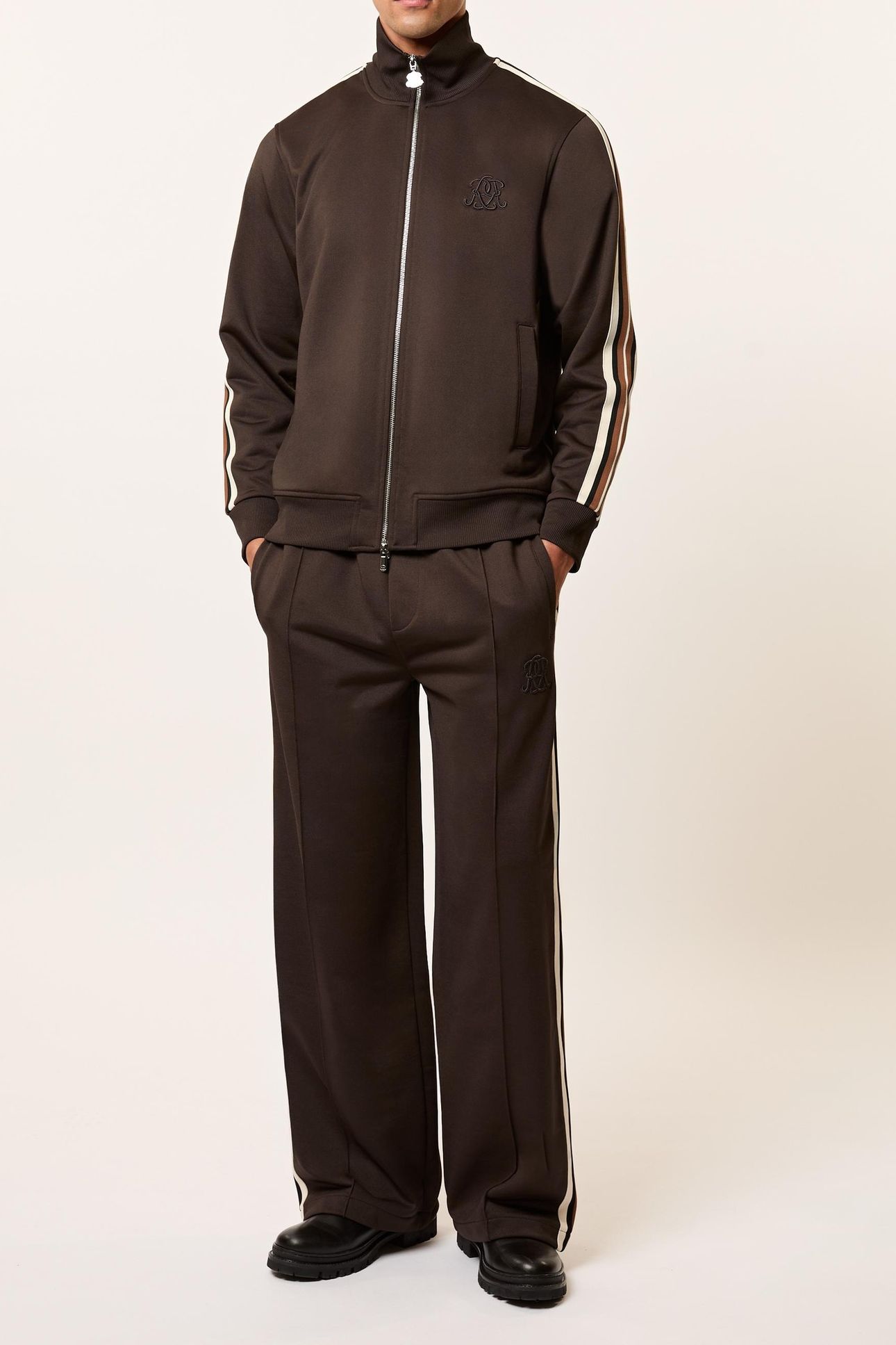 LS ZIP THROUGH MOTIF TRACK TOP BROWN 5
