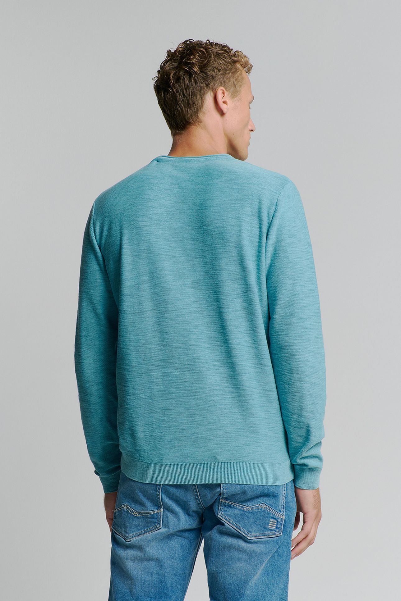 PULLOVER CREWNECK GARMENT DYED + STONE WASHED SEABLUE 2