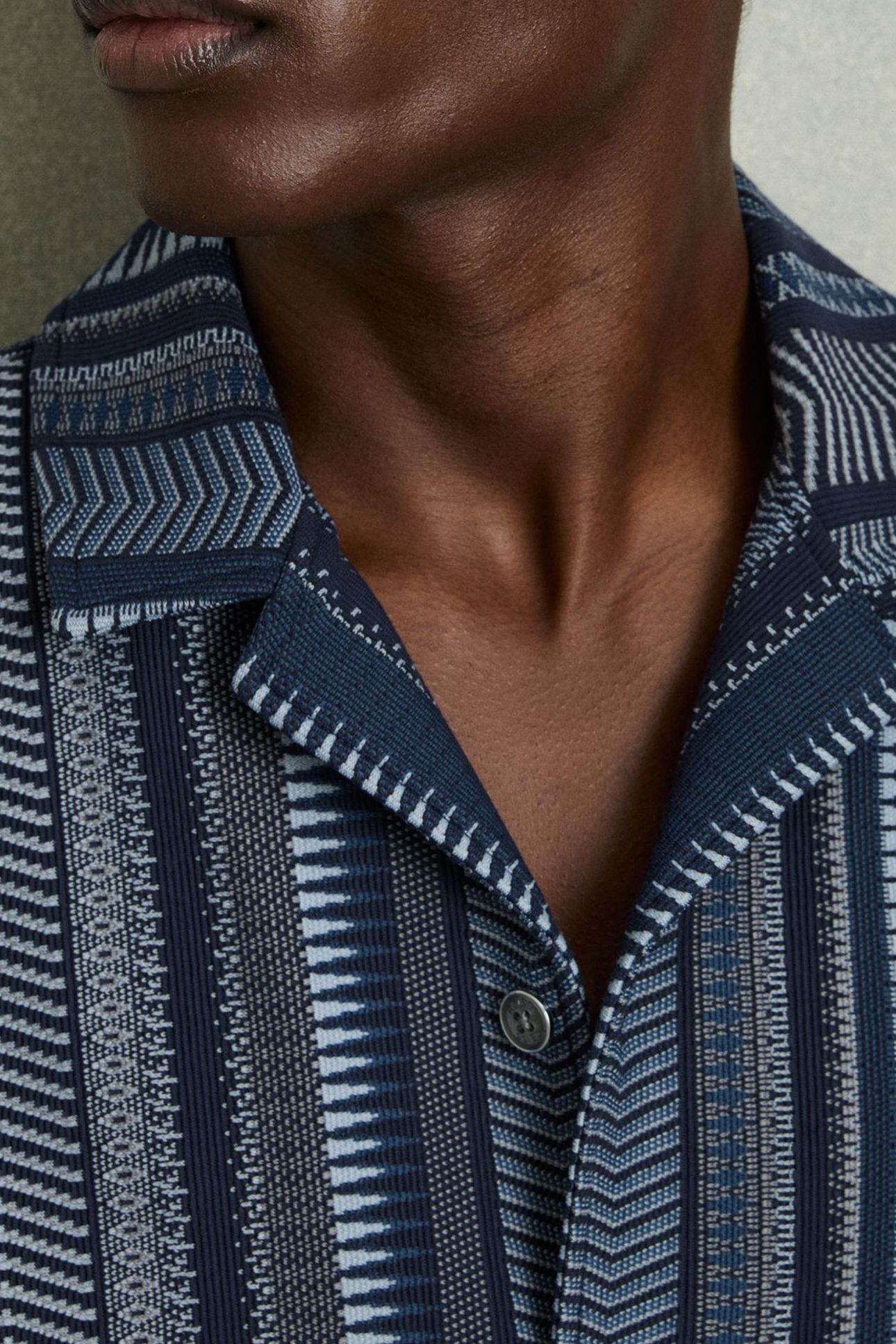 SS AZTEC STRIPE CUBAN SHIRT NAVY 6