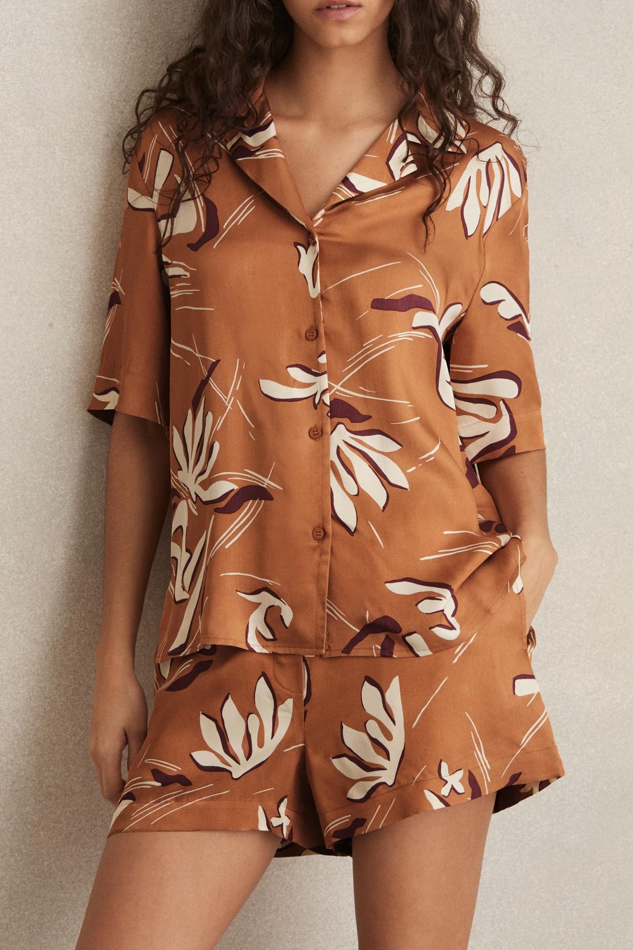 FLORAL PRINT TOP RUST 1