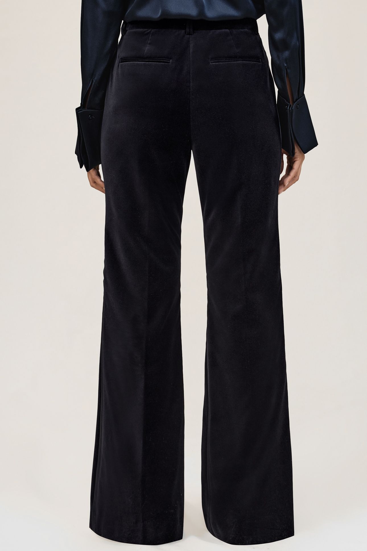 VELVET FLARE TROUSER NAVY 2