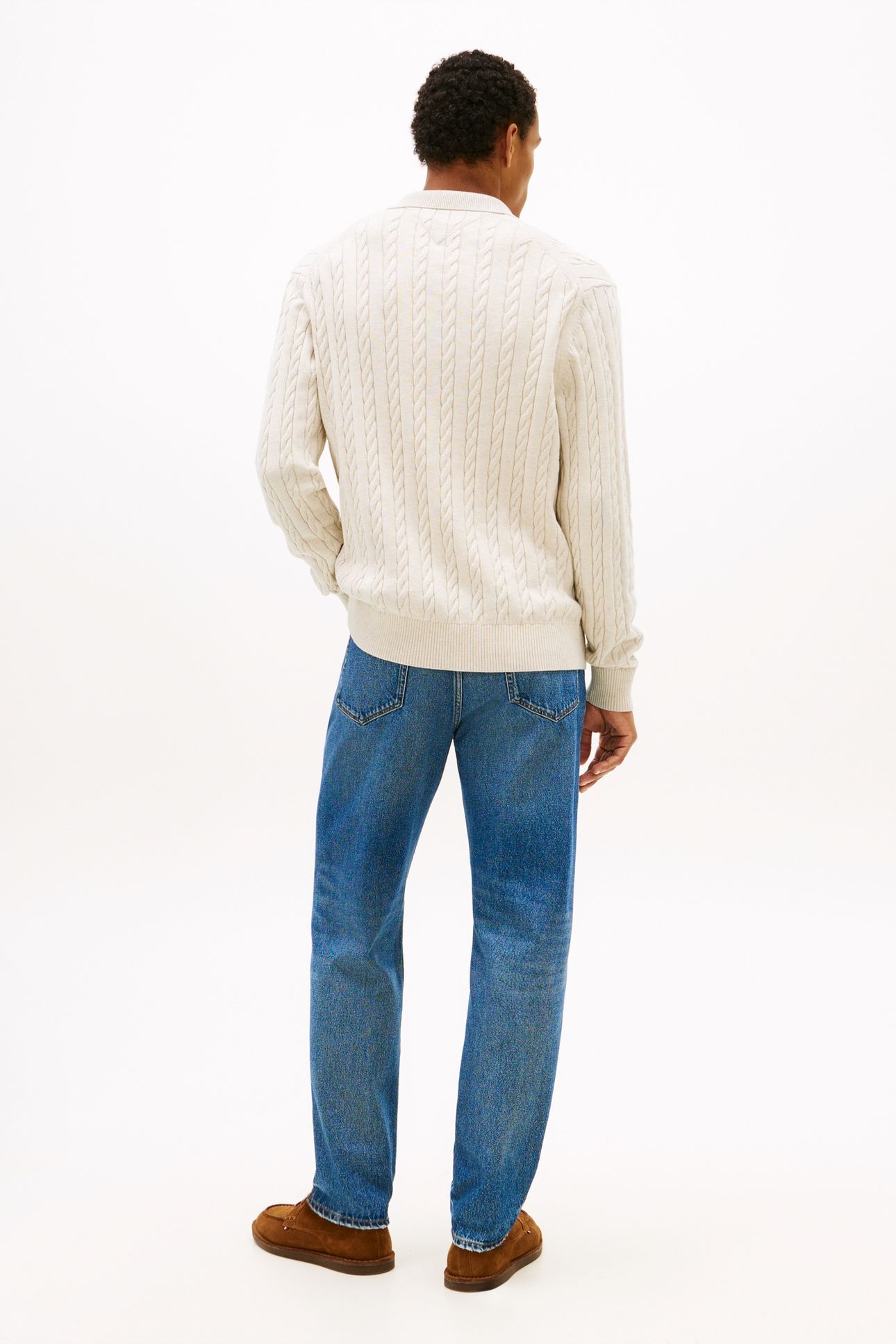 CLASSIC COTTON CABLE SWEATER HEATHERED OATMILK 3