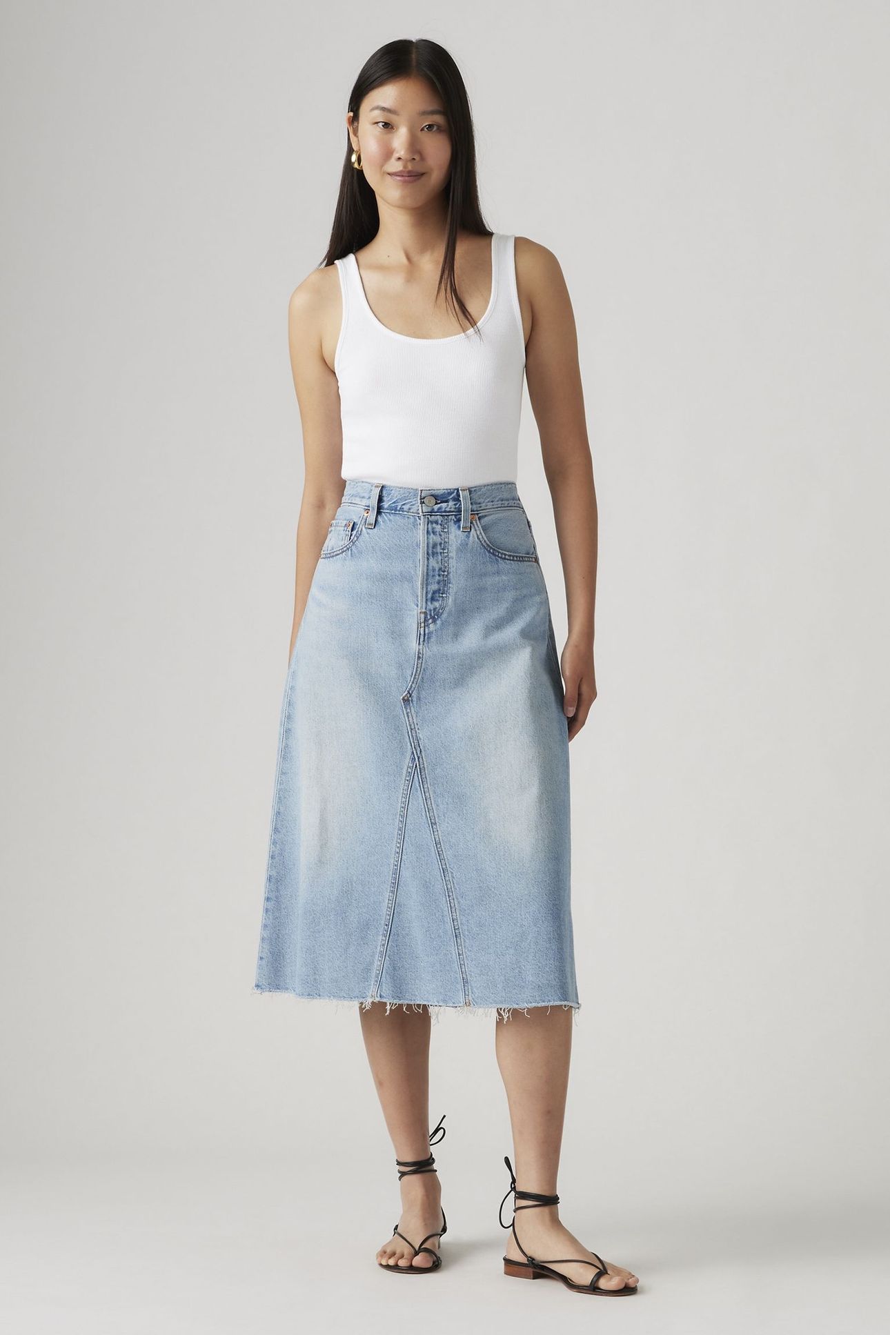 HIGH RISE A LINE DECON SKIRT BLUE 3