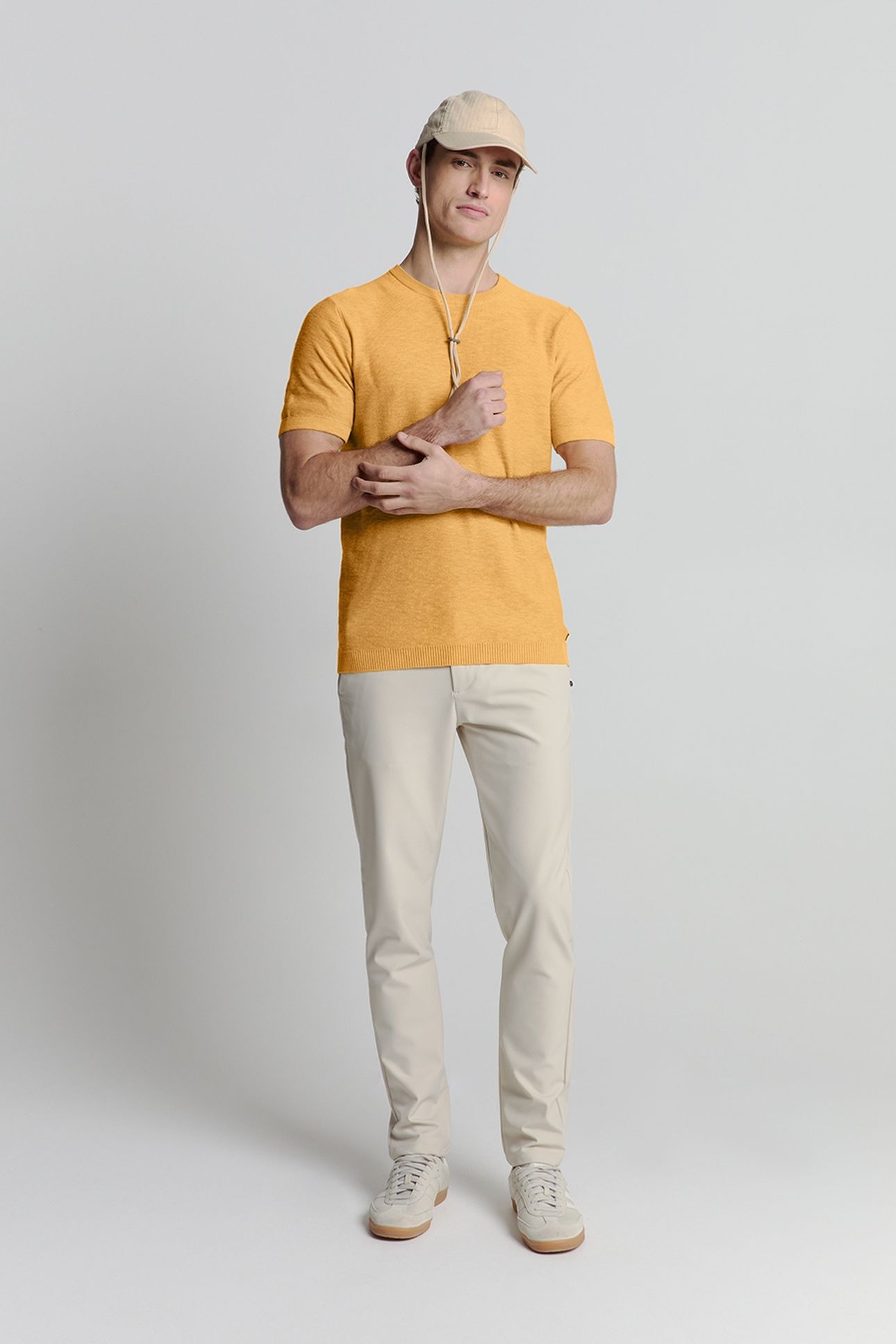 PULLOVER SHORT SLEEVE CREWNECK SOLID SLUB KNIT YELLOW 3