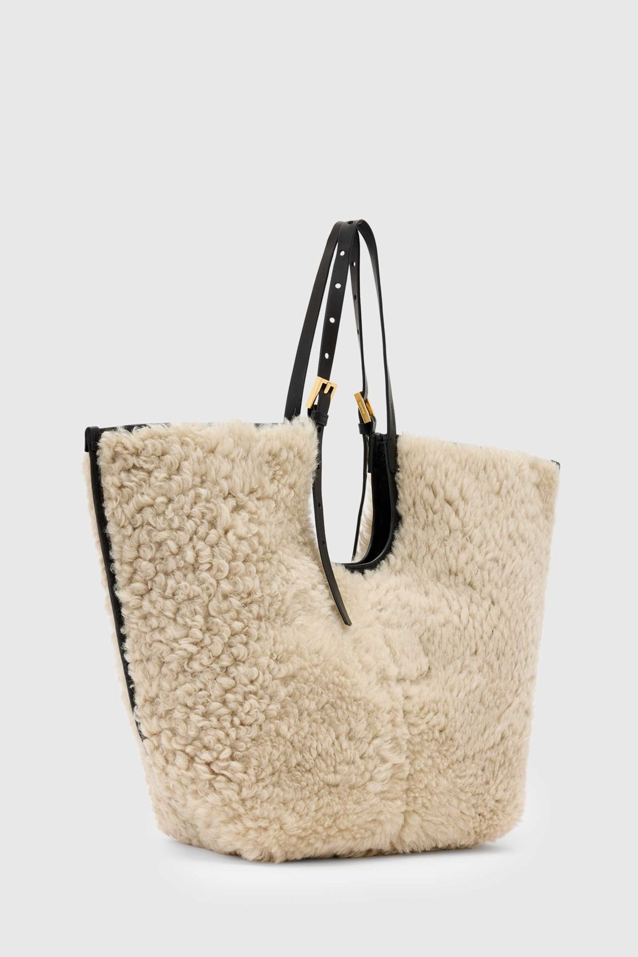 ARA SHEARLING TOTE NATURAL/BLACK 2