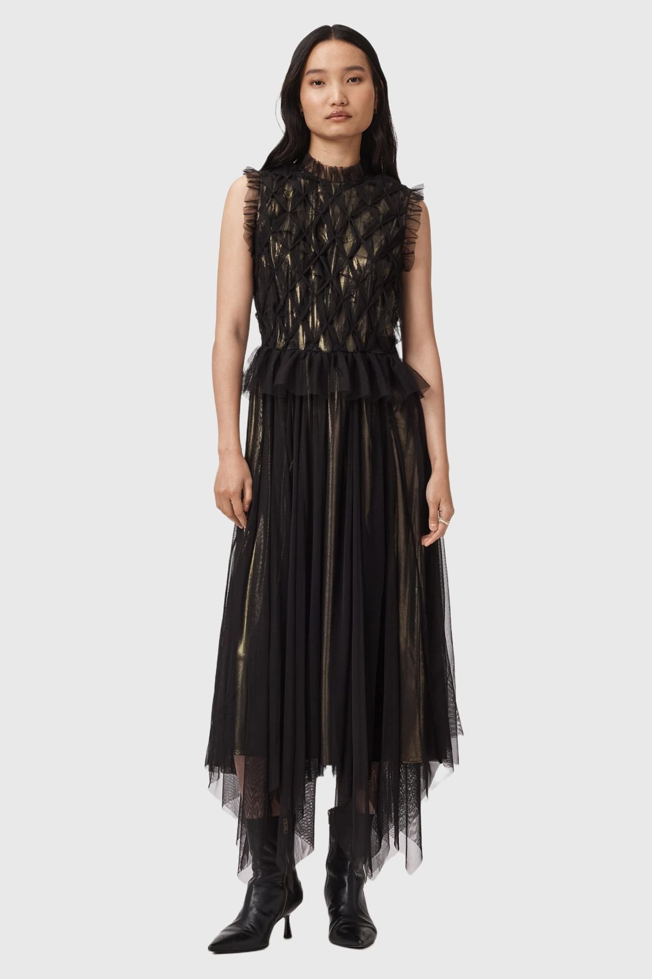 LOLA TULLE DRESS METALLIC GOLD 1