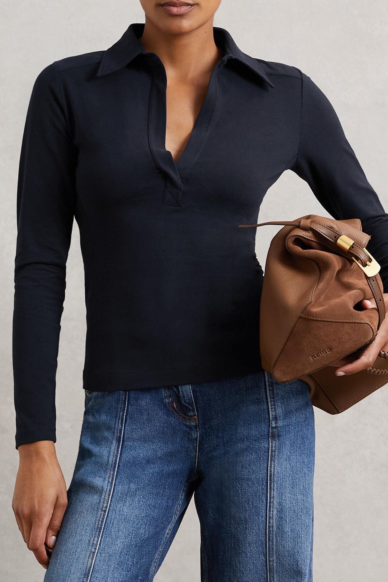 COLLARED LONG SLEEVE SHIRT NAVY 2