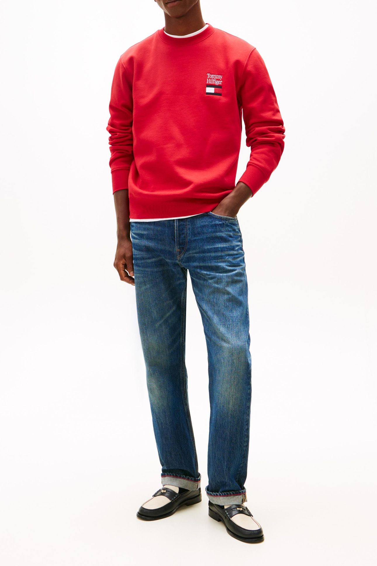 TOMMY EMBRO FLAG SWEATSHIRT MEDIUM RED 2