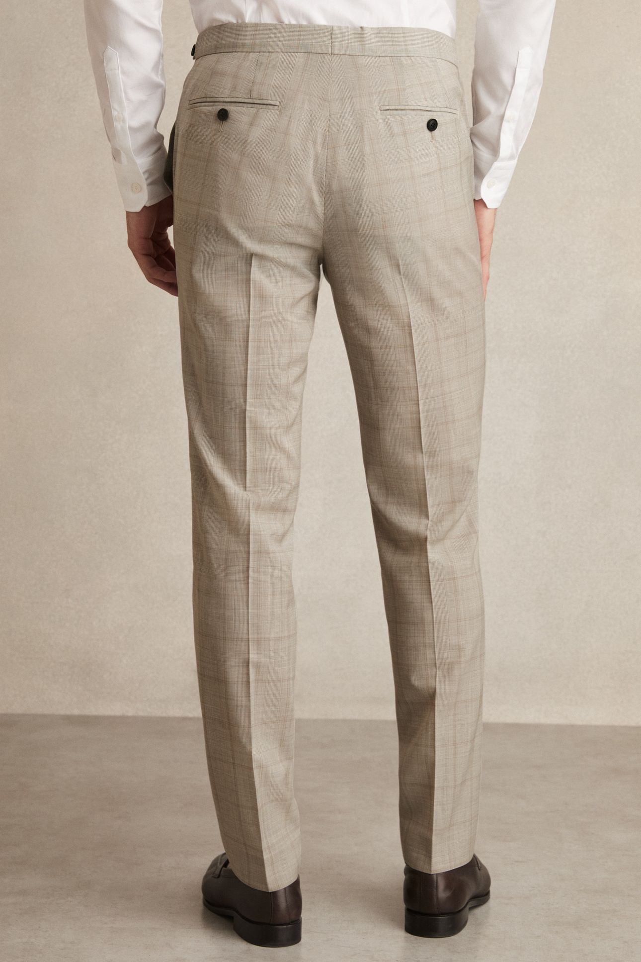 PRINCE OF WALES CHECK MIXER TROUSER OATMEAL BROWN 3