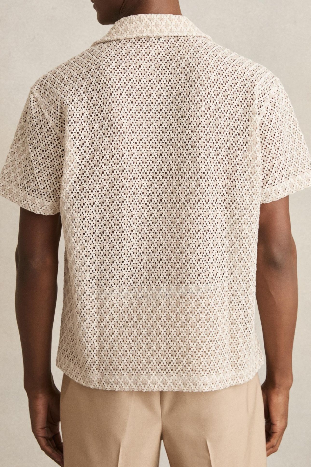 SS GEO CROCHET CUBAN SHIRT OATMEAL 2