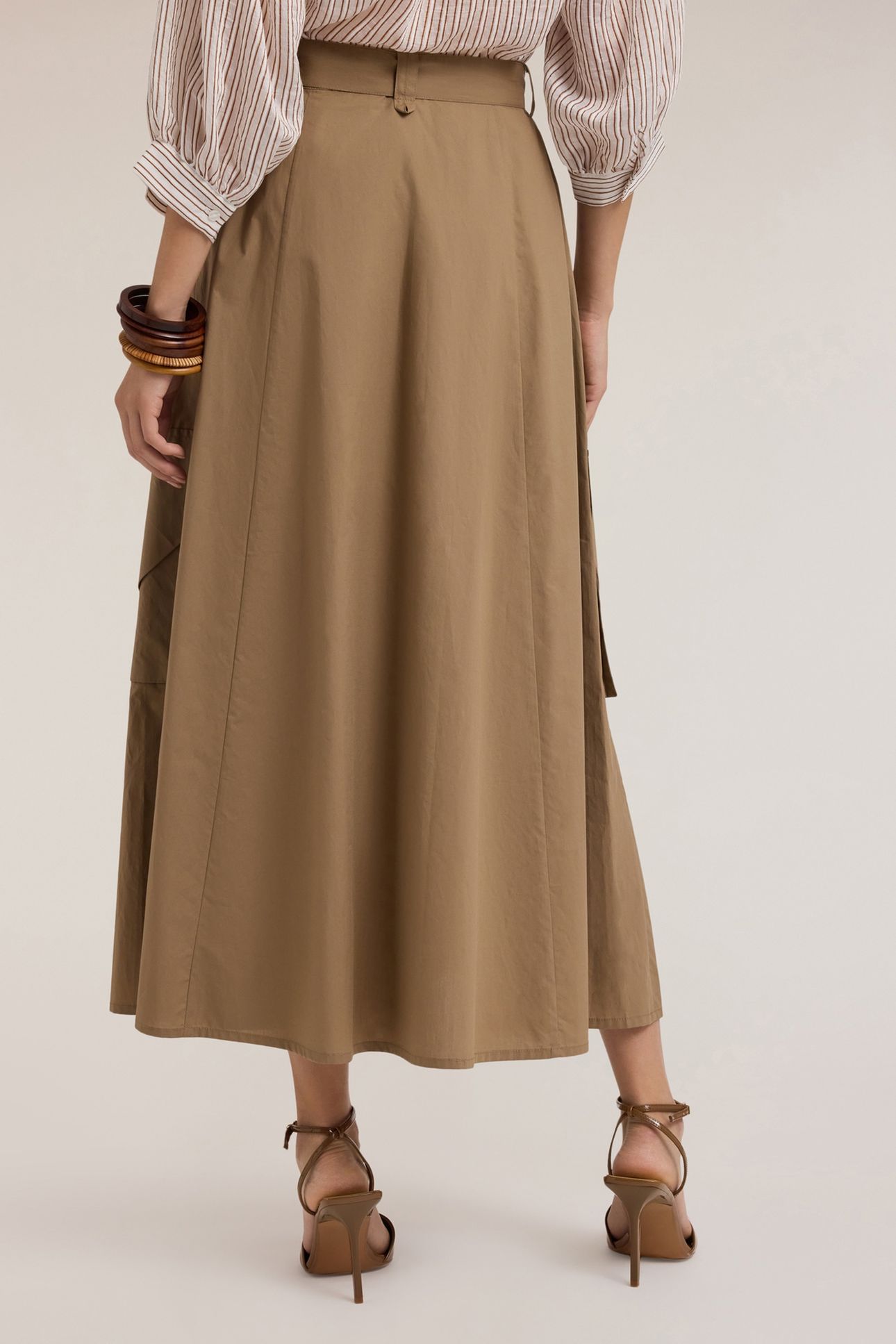 COTTON POPLIN CARGO SKIRT BROWN 2