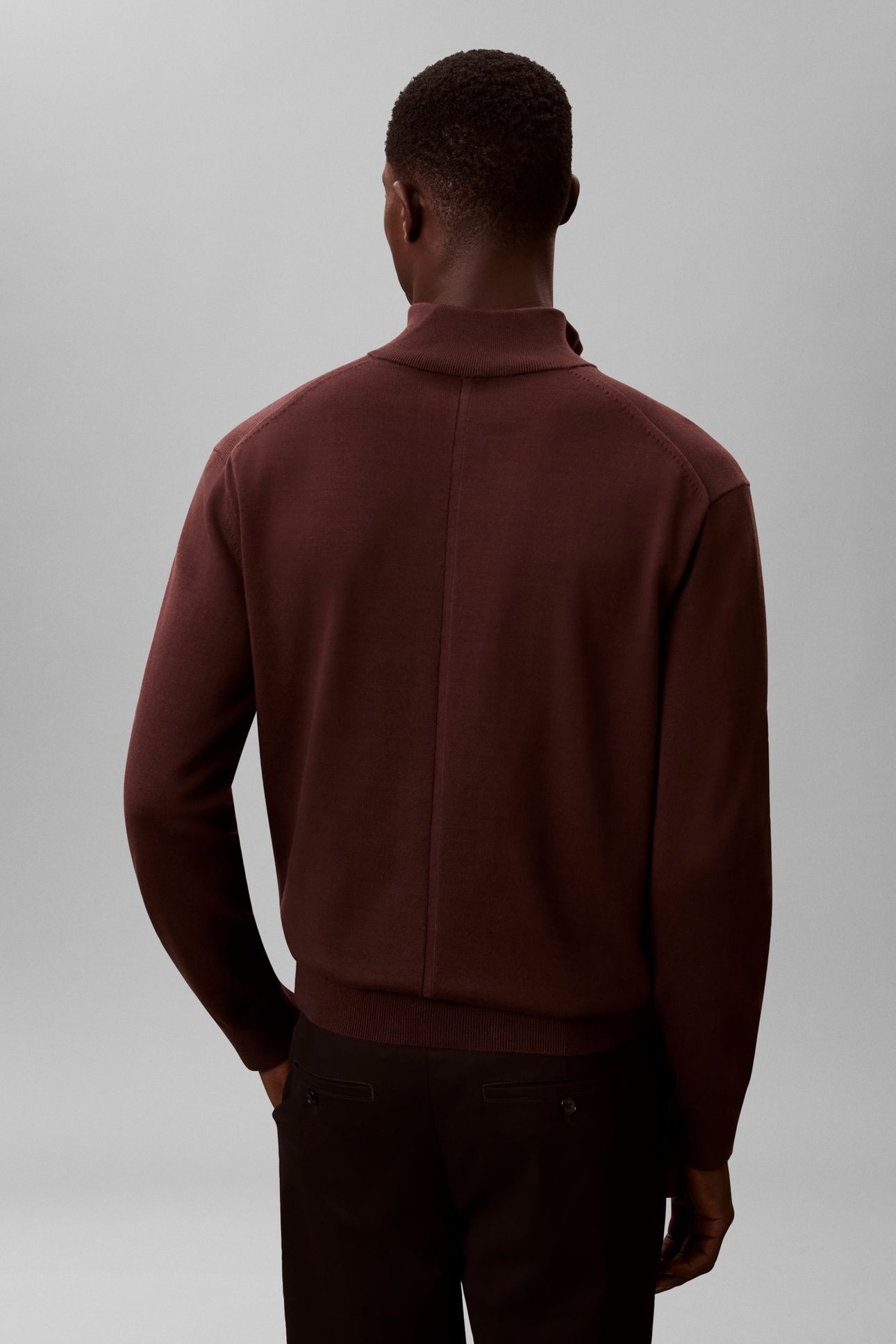 LS SUPIMA QUARTER ZIP SWEATER RICH BROWN 3
