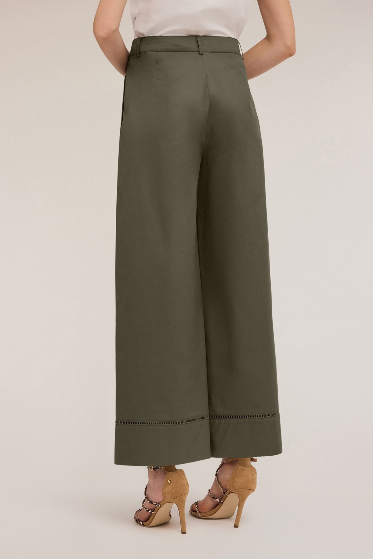 WIDE TROUSERS WITH OPENWORK DETAIL GREEN 2