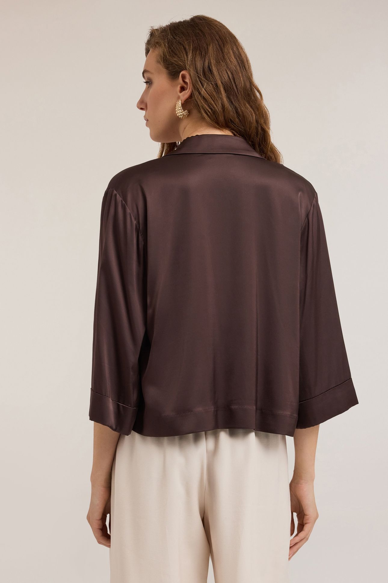 STRETCH SATIN DECONSTRUCTED JACKET BROWN 2