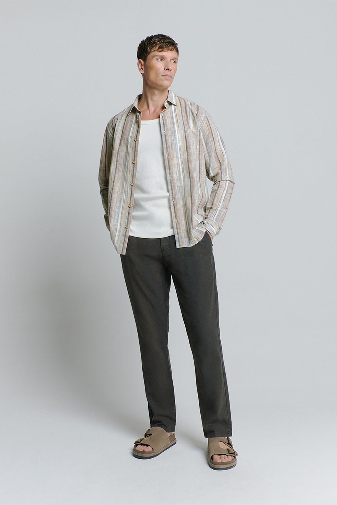 SHIRT SLUB MULTI COLOURED STRIPES BLUE 3