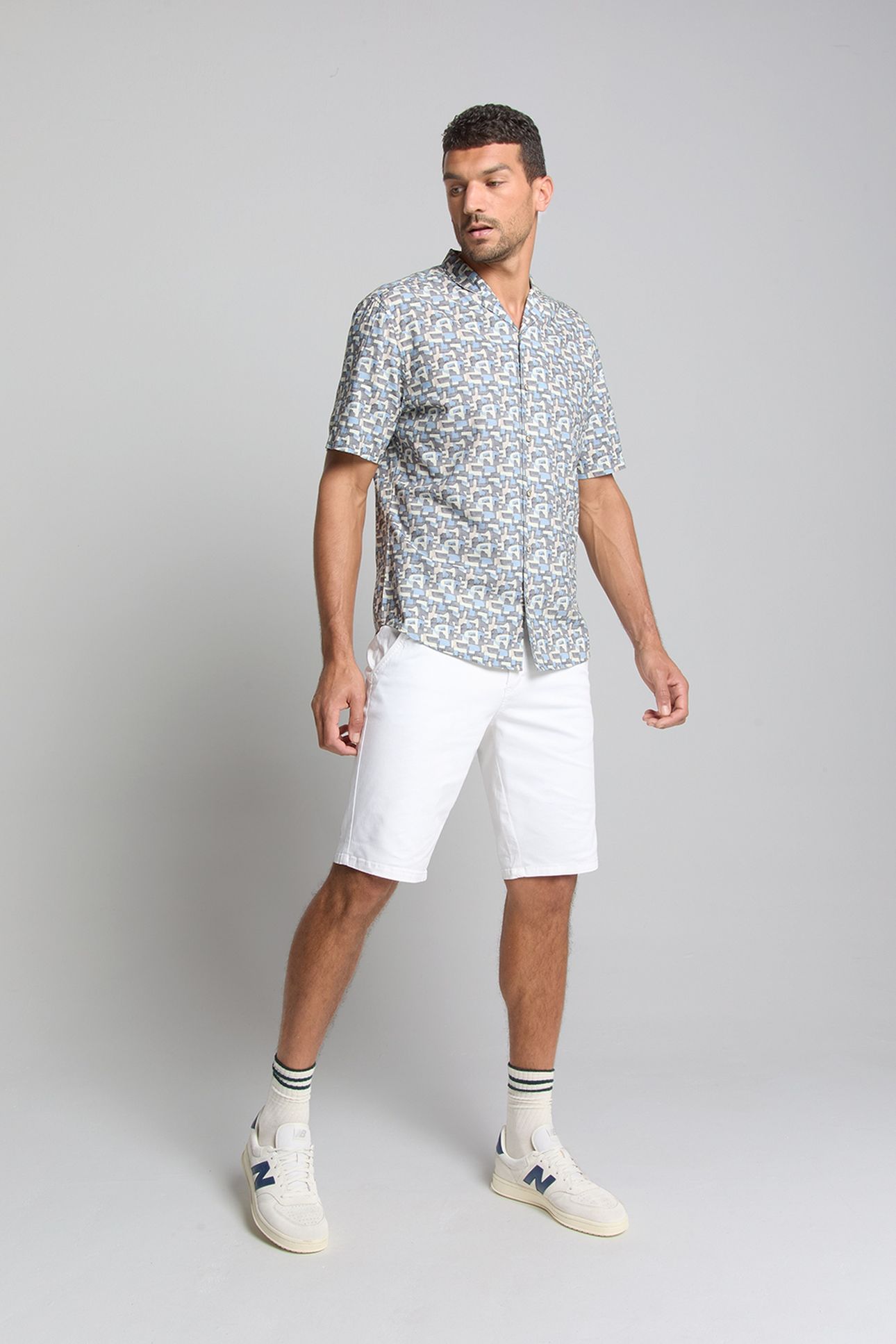 SHIRT SHORT SLEEVE ALLOVER PRINTED DARK STEEL 2