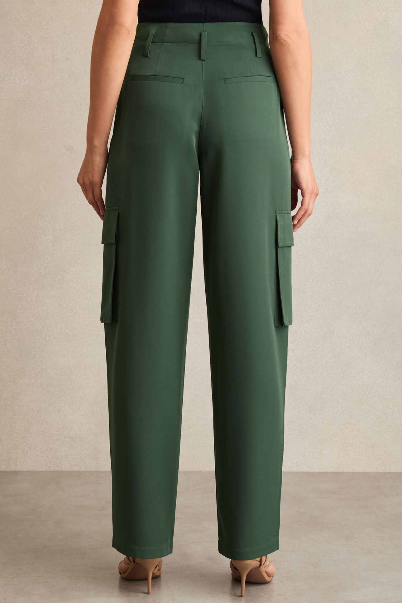 WIDE LEG PLEATED CARGO TROUSER GREEN 2