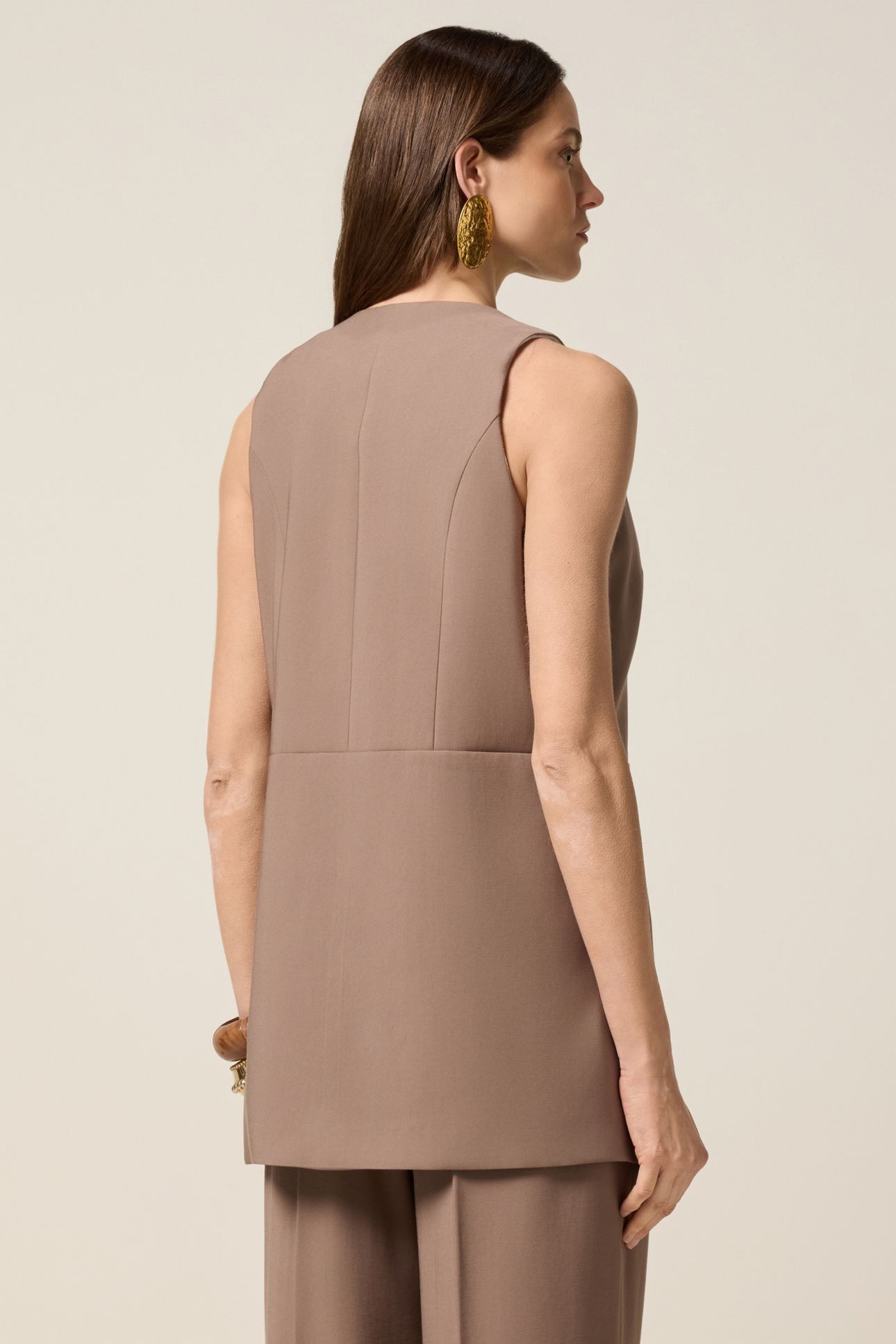 VEST IN VISCOSE BLEND FABRIC BROWN 3