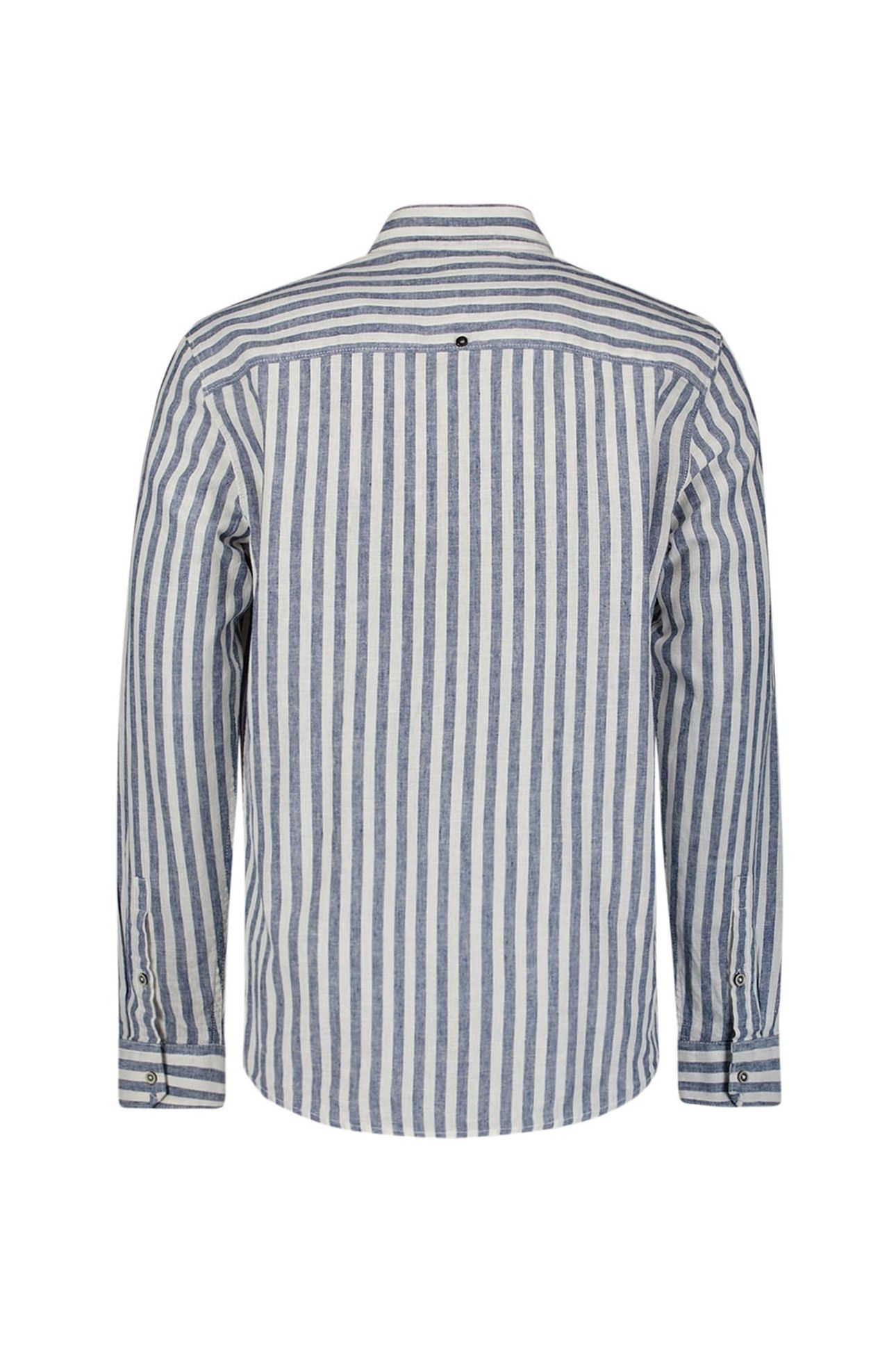 SHIRT VERICAL BIG STRIPES WITH LINEN INDIGO BLUE 8