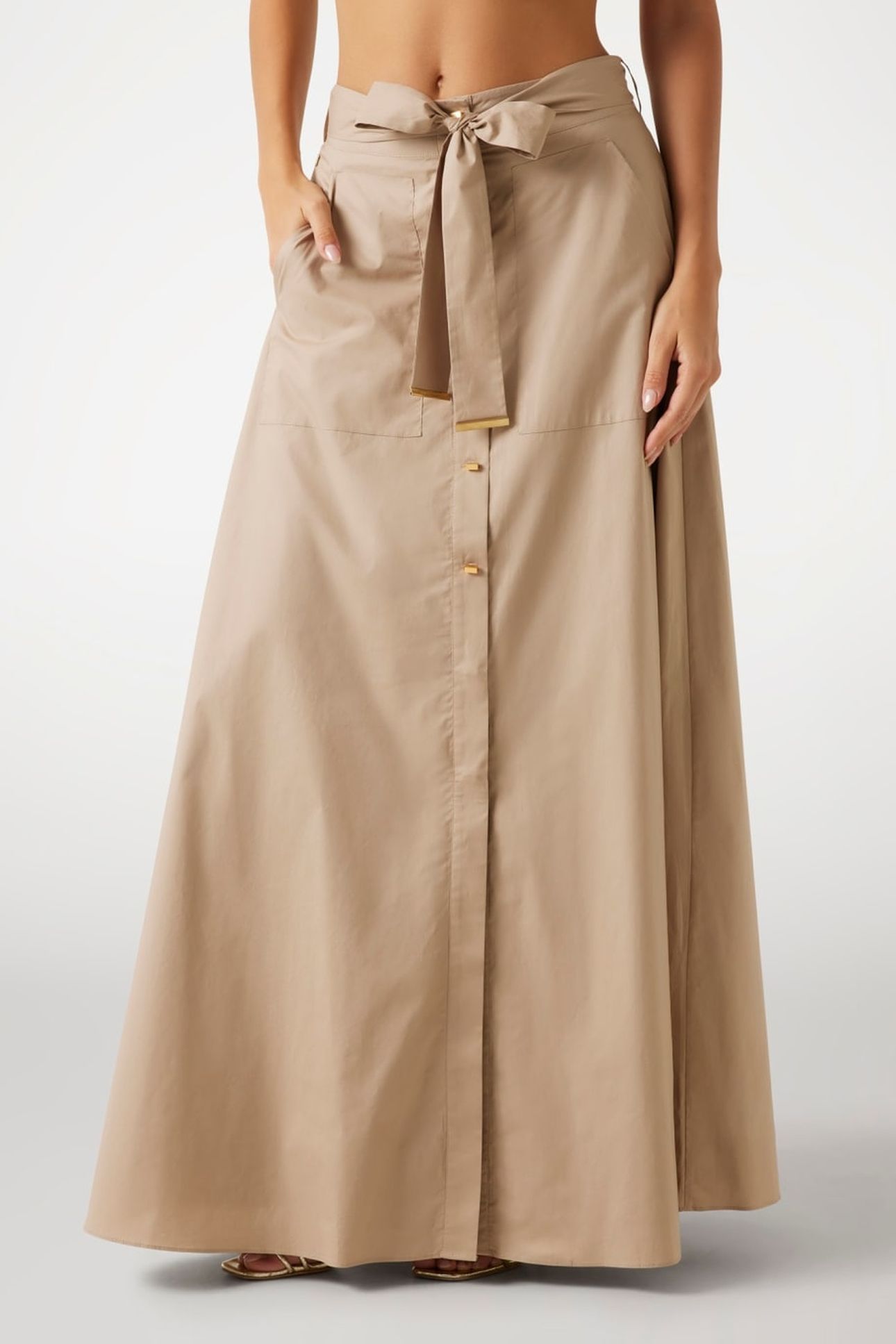 MARCIANO BY GUESS PAT LONG SKIRT NATURAL ALMOND 2