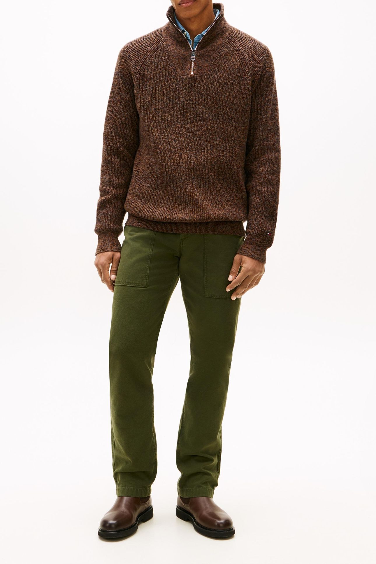 FISHERMAN RIB ZIP SWEATER HIGHLAND KHAKI 4