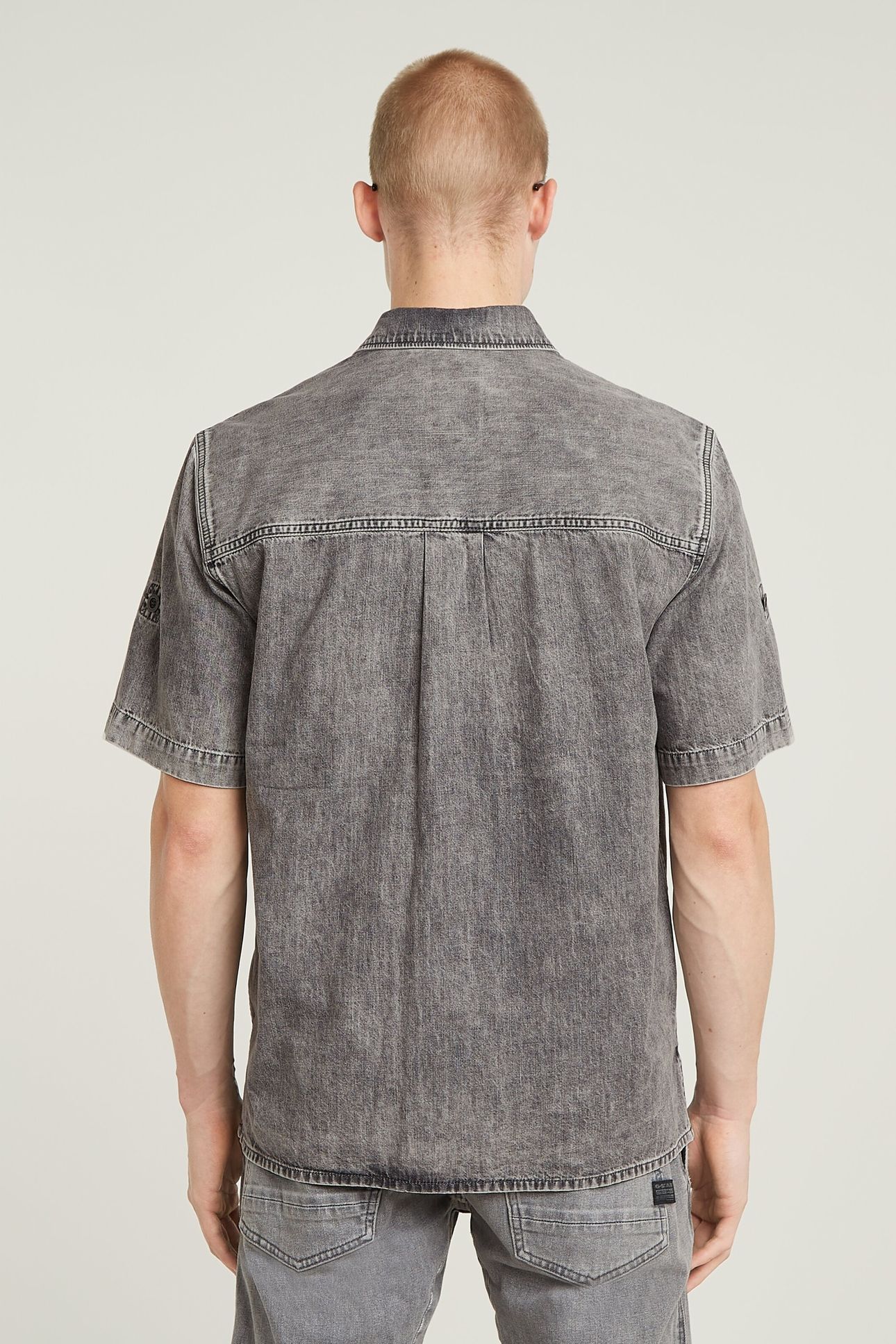 SLANTED DOUBLE POCKET REGULAR SHIRT S/S SUN FADED GRAPHITE G 3