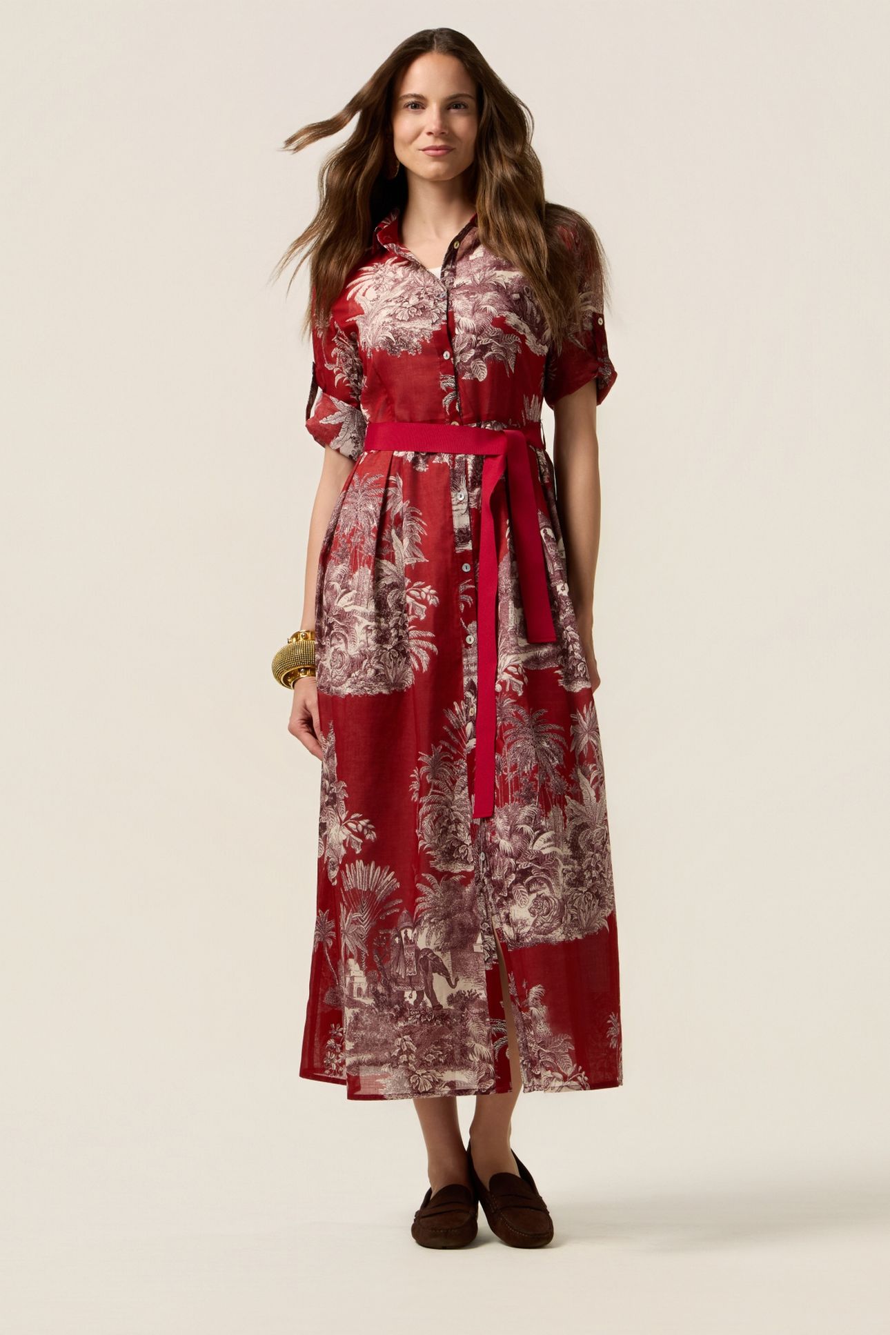 PATTERNED SHIRTDRESS BURGUNDY 1