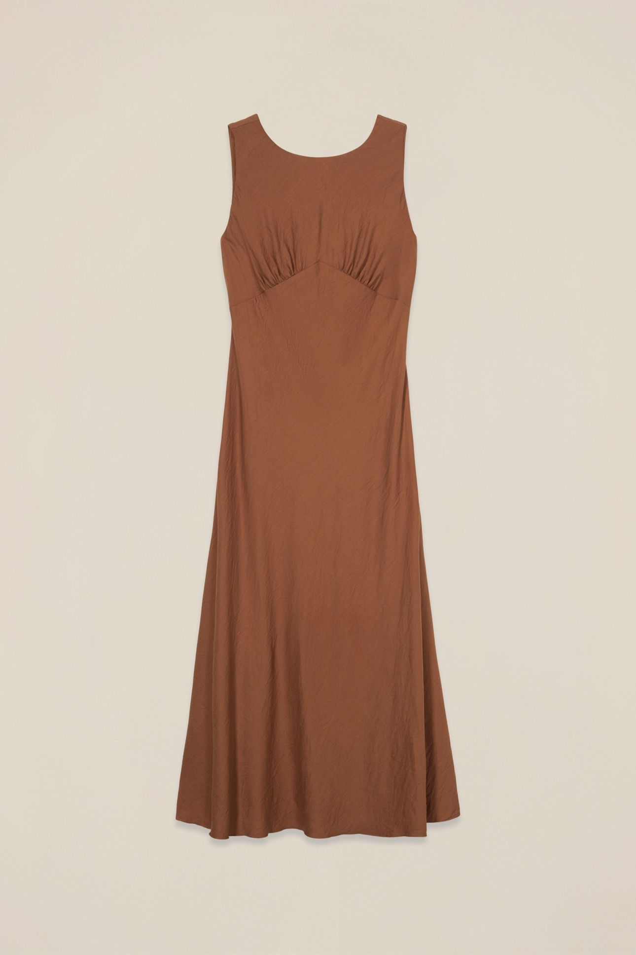 FLUID LONG DRESS WITH DRAPING BROWN 3
