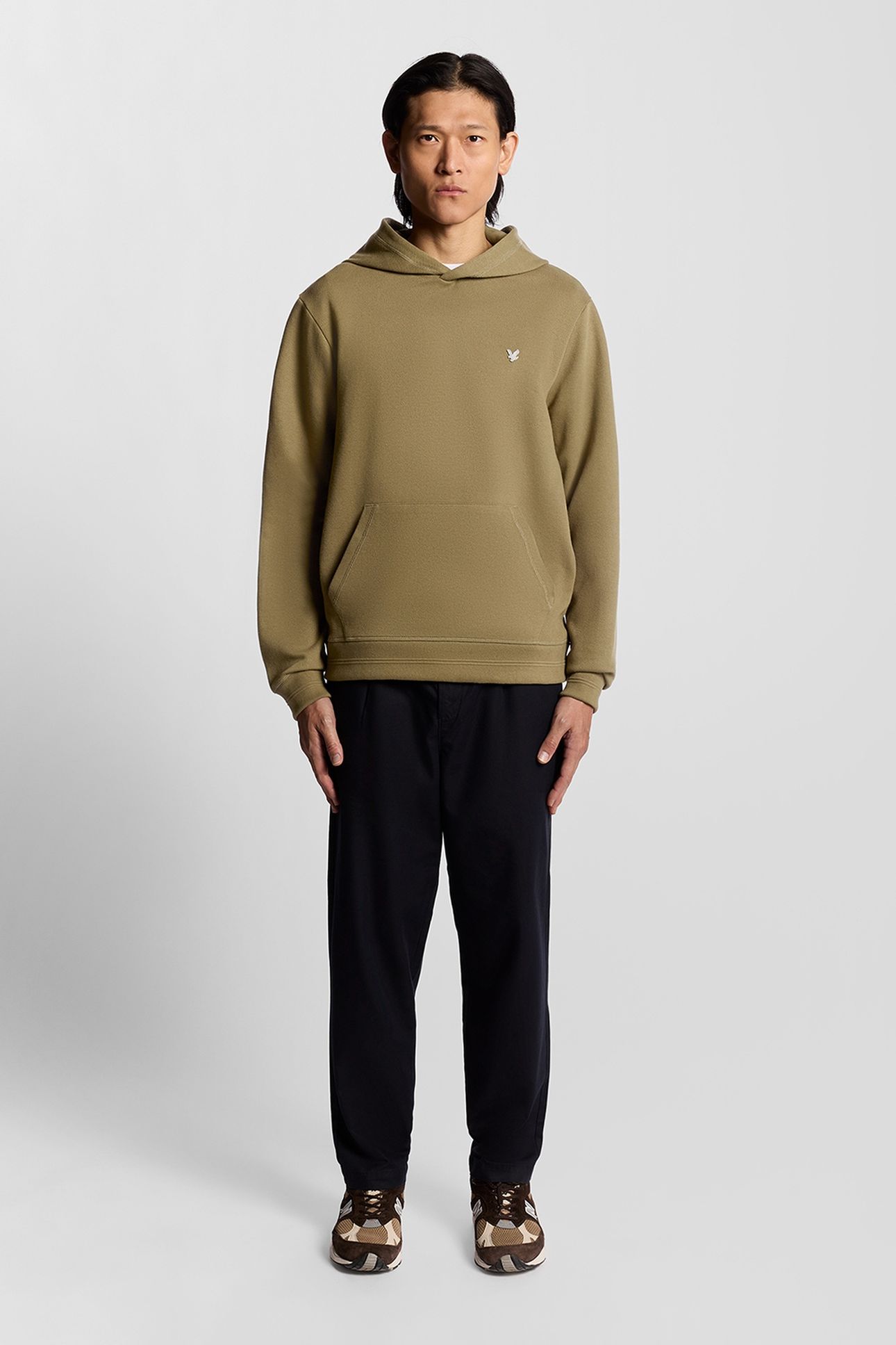 DIAGONAL WEAVE HOODIE DUSKY GREEN 1