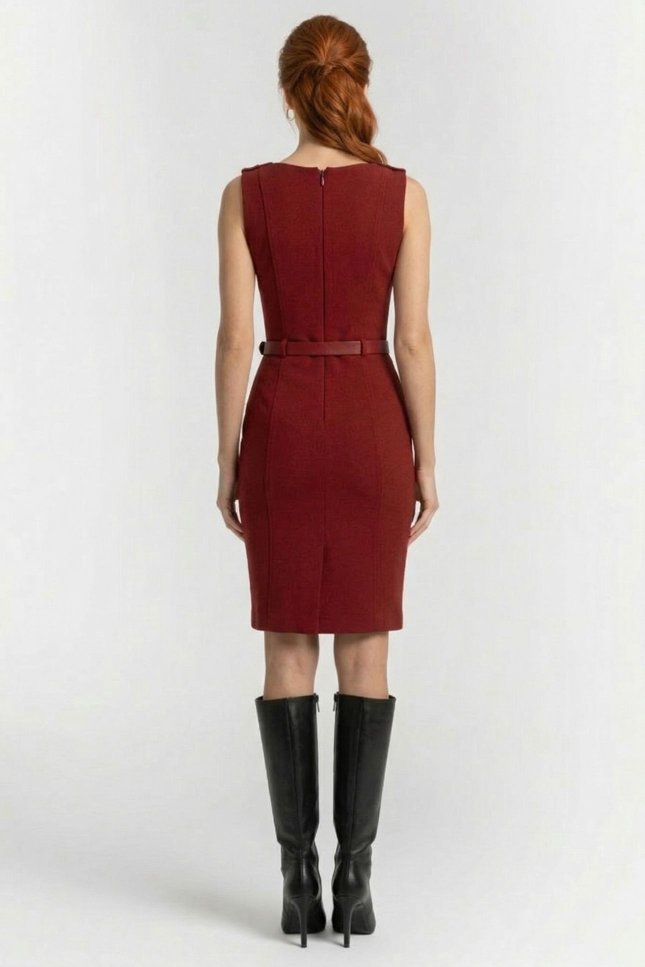 MARCIANO BY GUESS MASHA BELTED DRESS DARK JAM RED 2