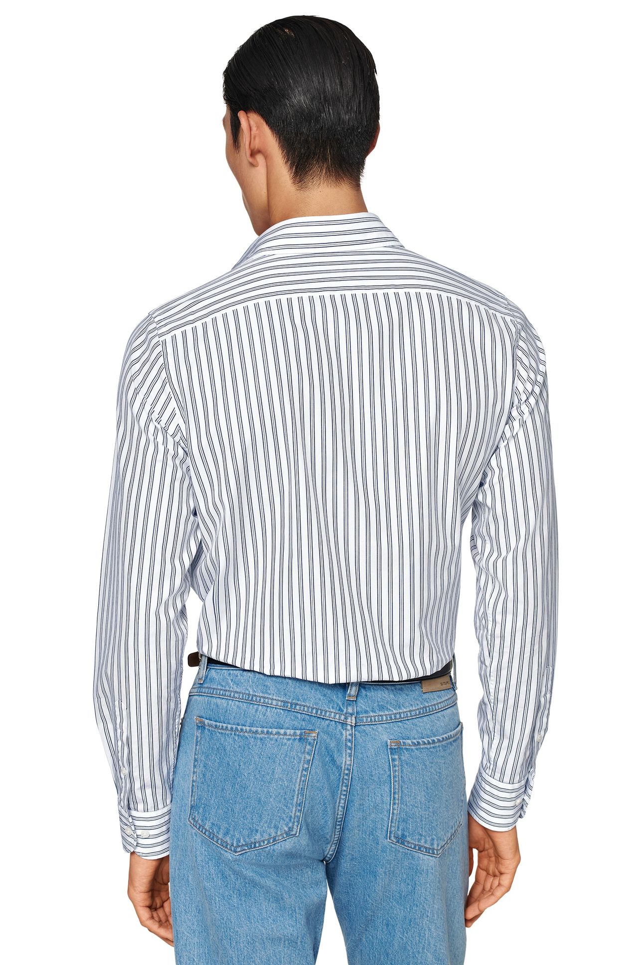 DARK BLUE STRIPE WASHED POPLIN NAVY 5