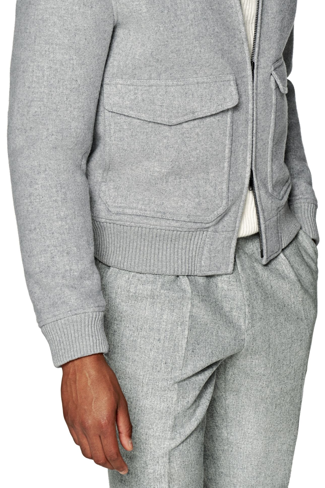 SHEARLING BOMBER-LT GREY 7