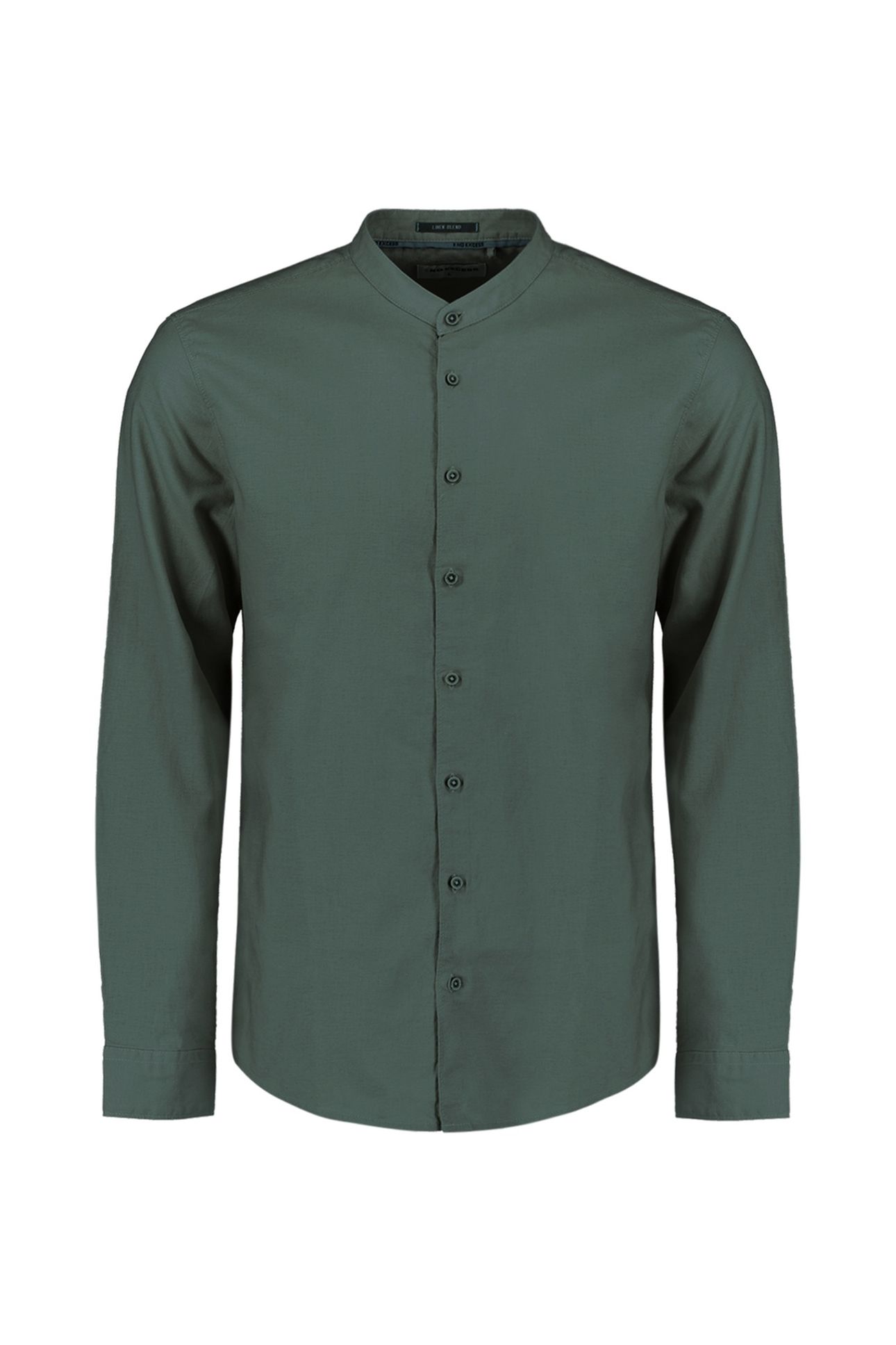 SHIRT GRANDDAD SOLID WITH LINEN DARK STEEL 1