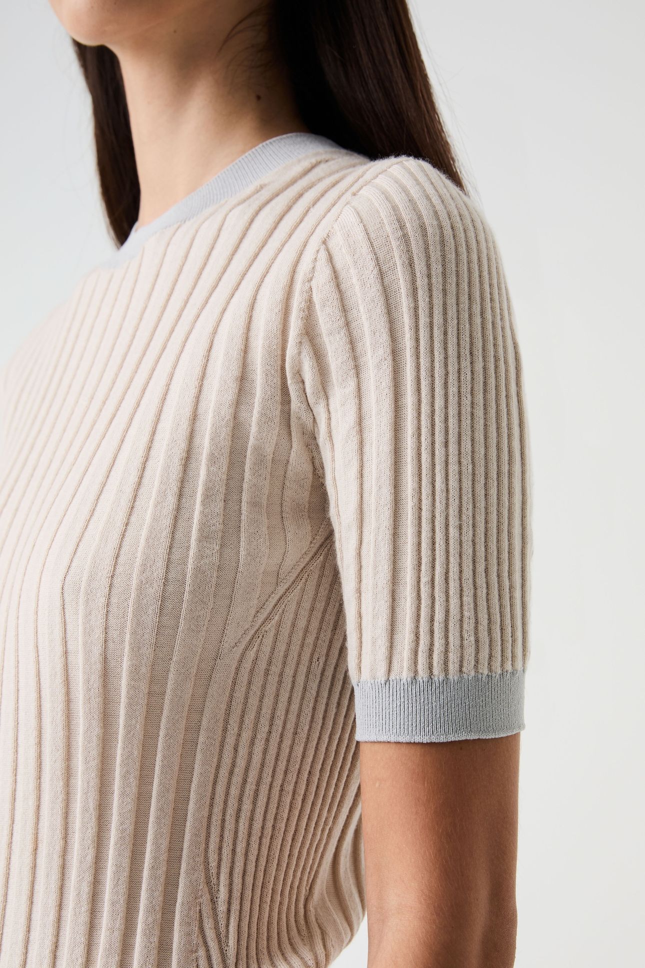 FONELE V1.Y9.01 FLAT-KNIT-SHIRT STONE/CLOUD GREY 5