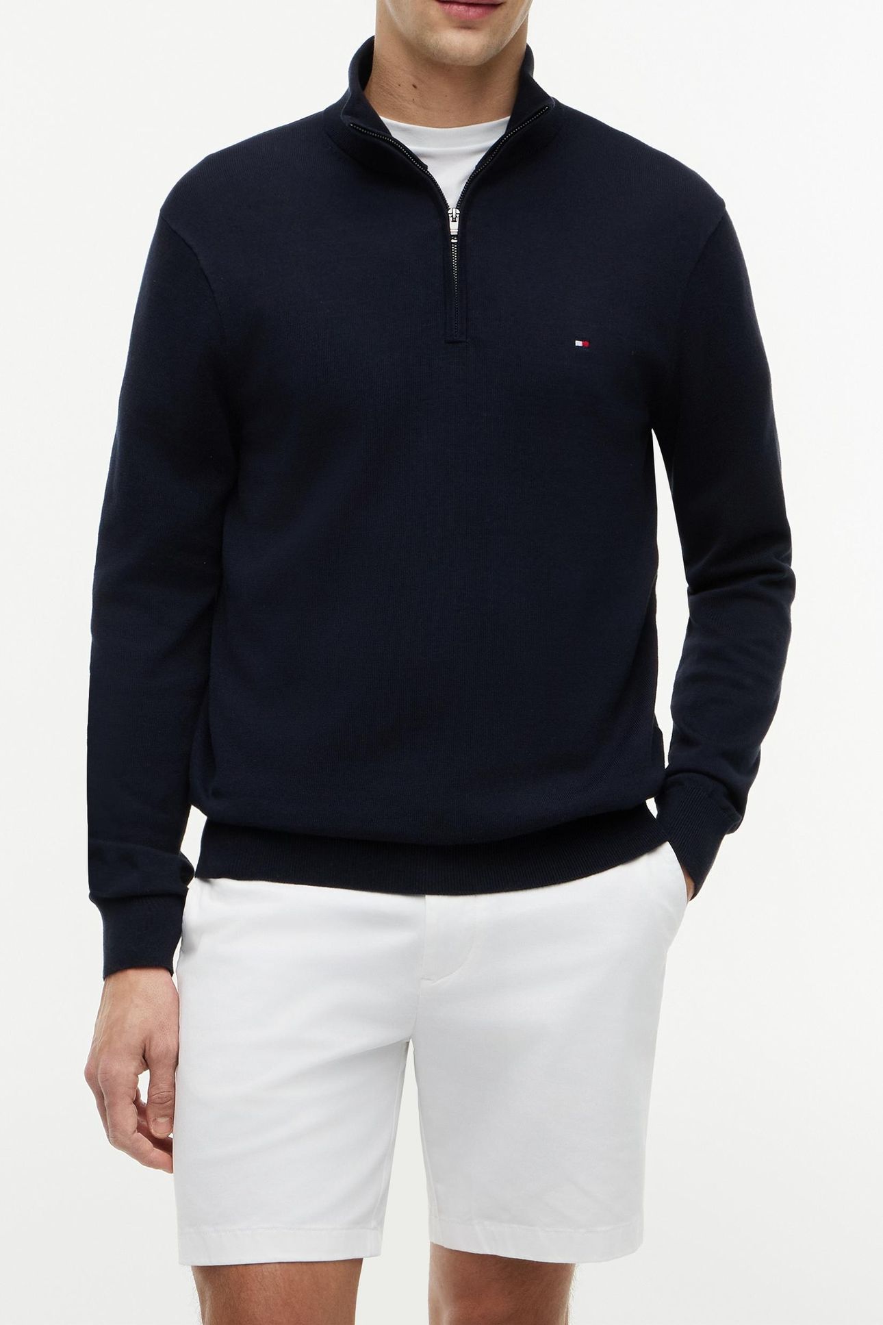 ESSENTIAL COTTON HALF ZIP NAVY BLUE 2